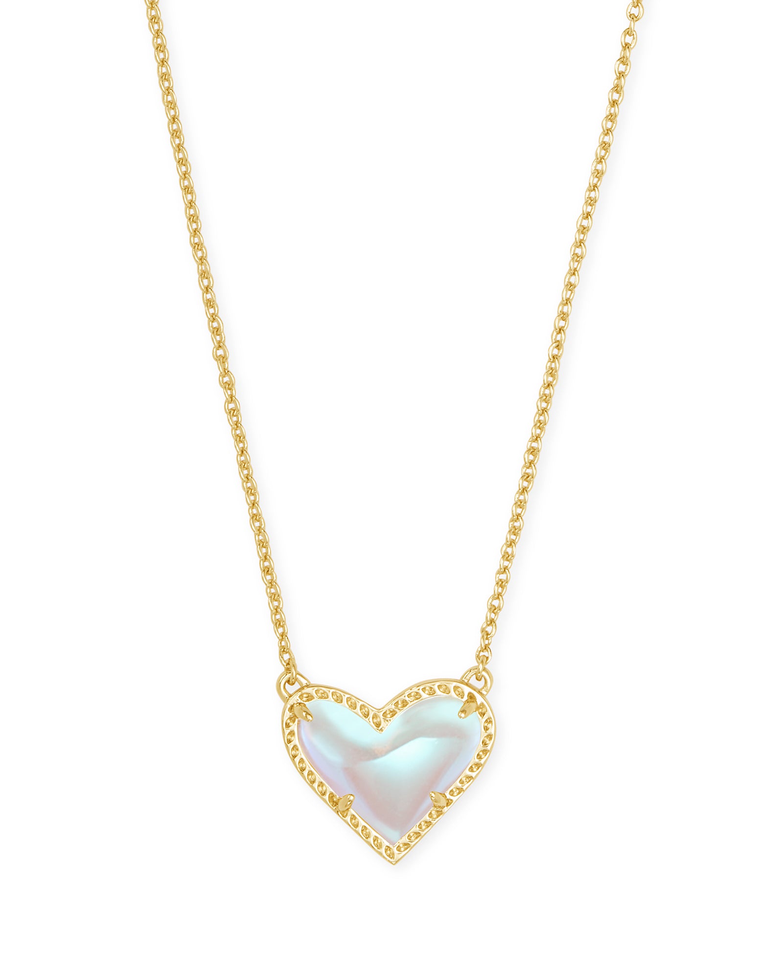 Ari Heart Gold Short Pendant in Dichroic Glass