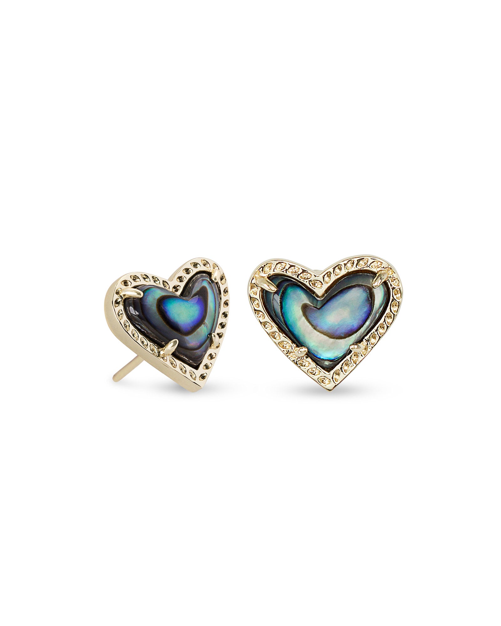 Ari Heart Gold Stud Earring in Abalone Shell