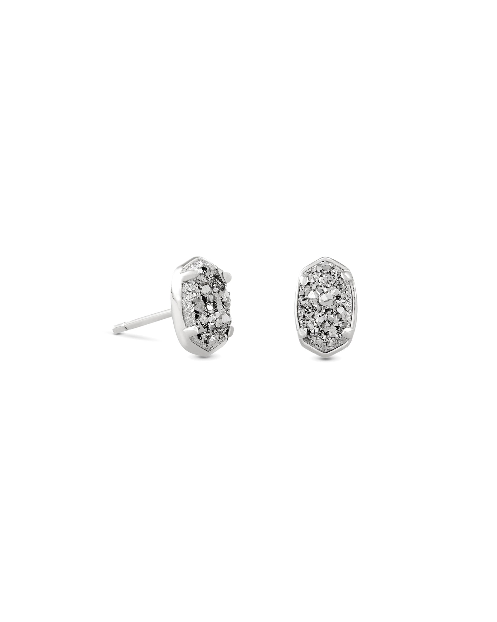 Emilie Stud Earring in Silver Platinum Drusy