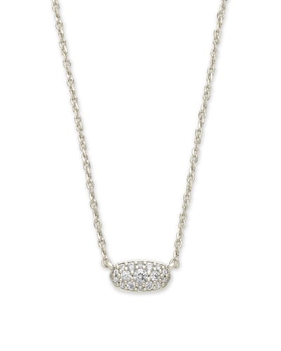 Grayson Silver Pendant Necklace In White Crystal