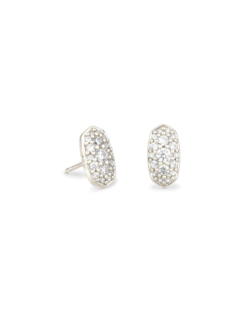 Grayson Silver Stud Earrings In White Crystal