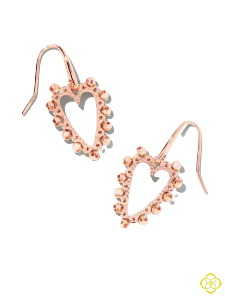 Beaded Ansley Open Frame Earring in Rose Gold