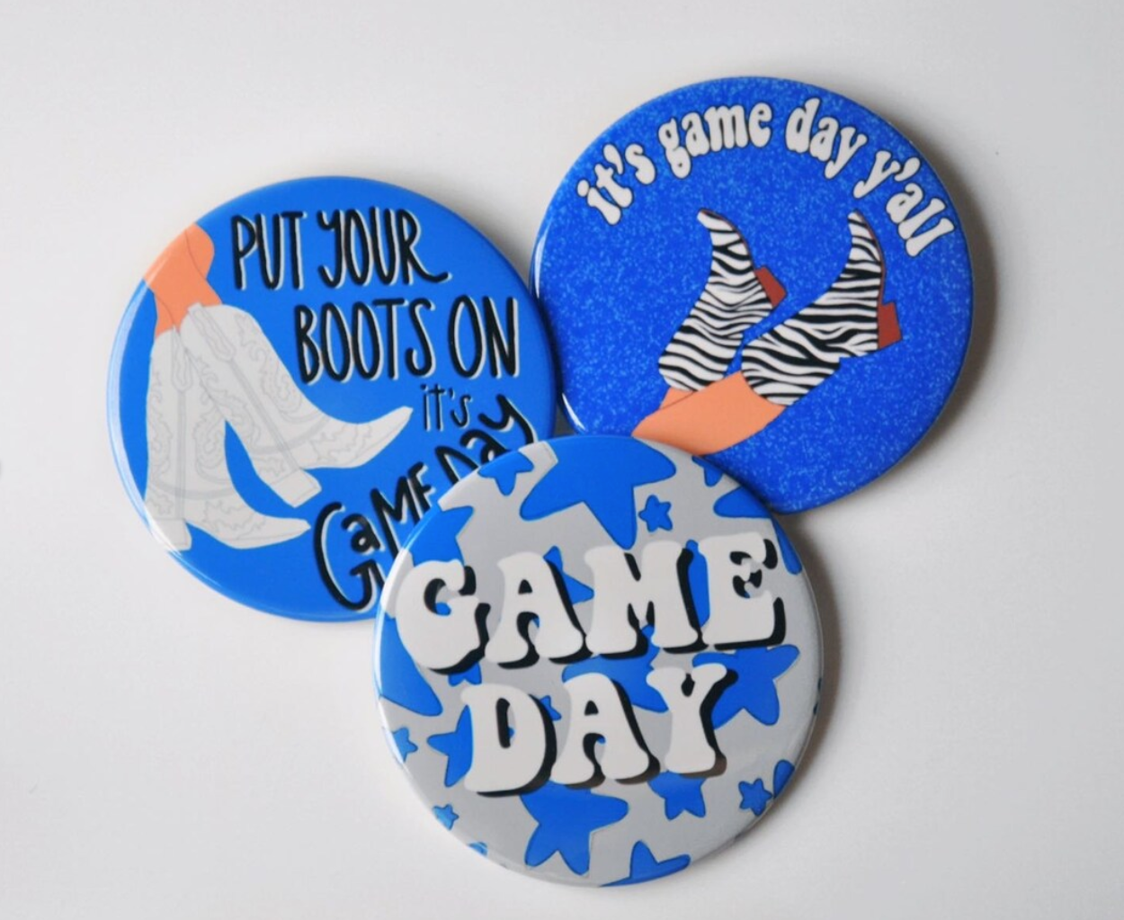 Blue Game Day Tailgate Buttons | Game Day Pins