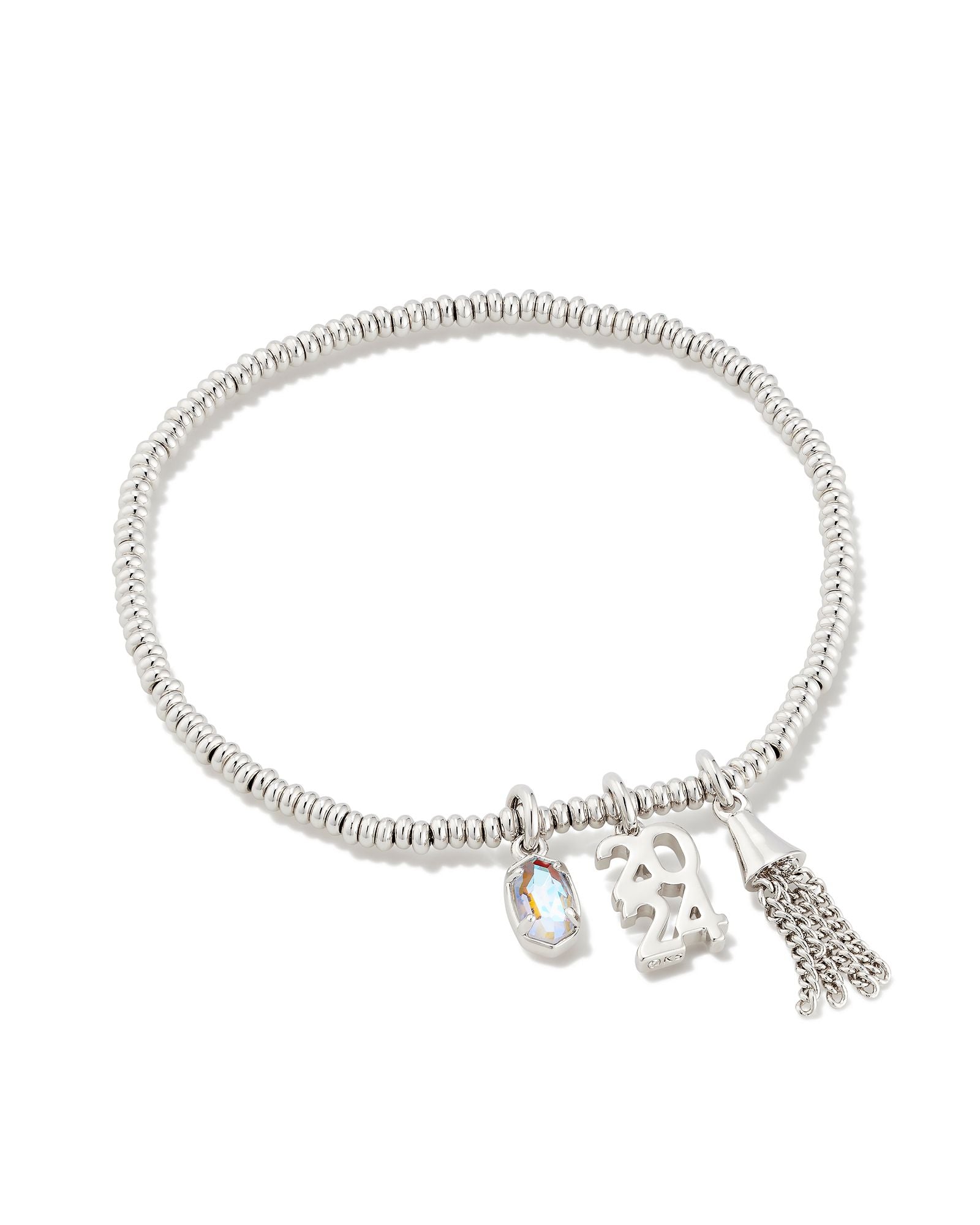 2024 Grad Stretch Bracelet Rhodium Dichroic Glass