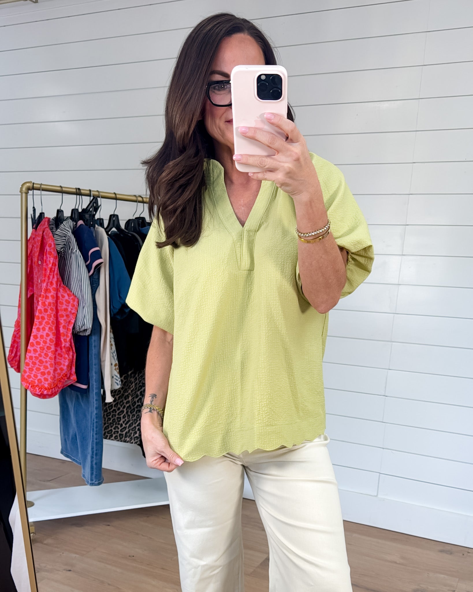 Scalloped Charm Puff Sleeve Top