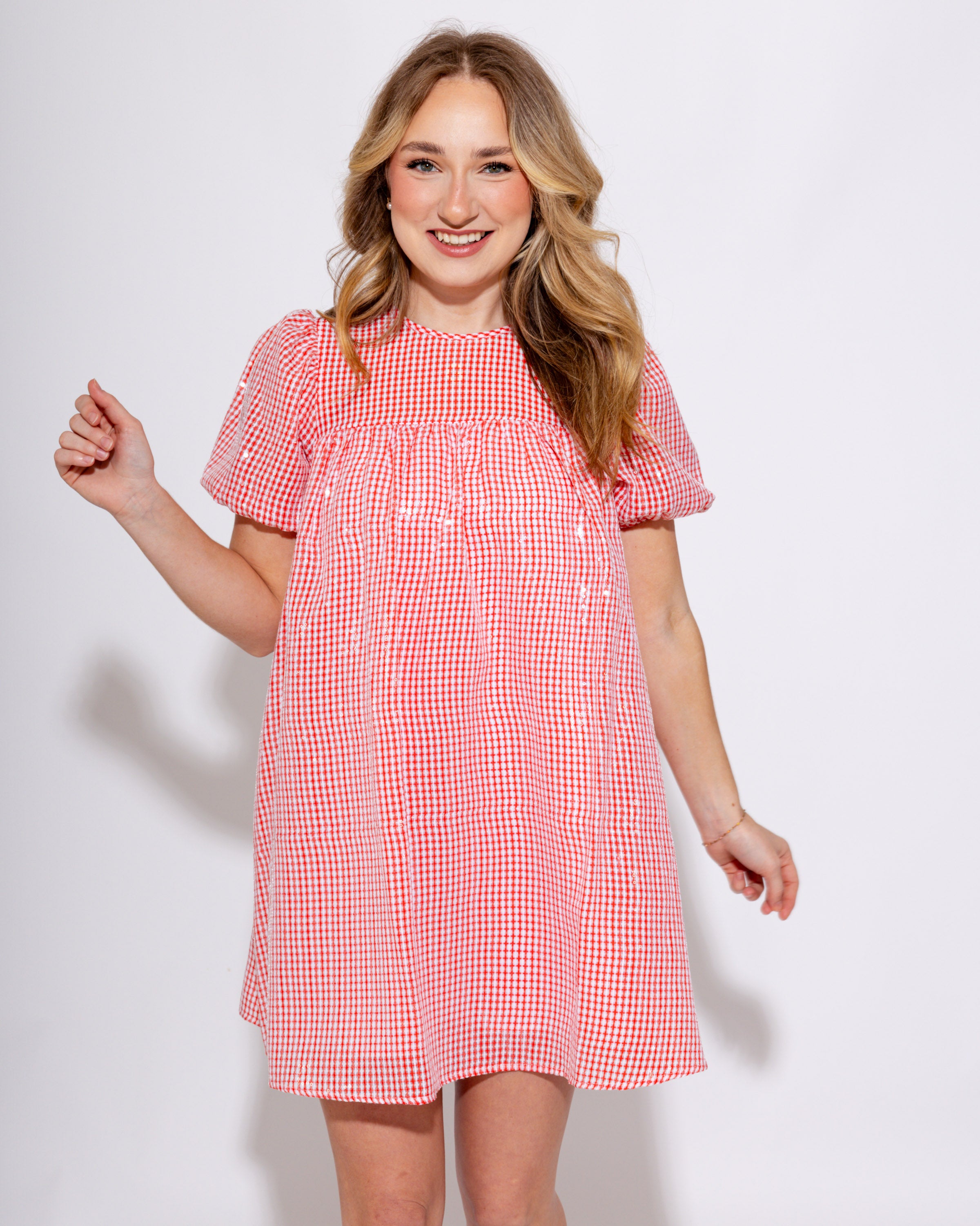 Check Sequins Mini Dress