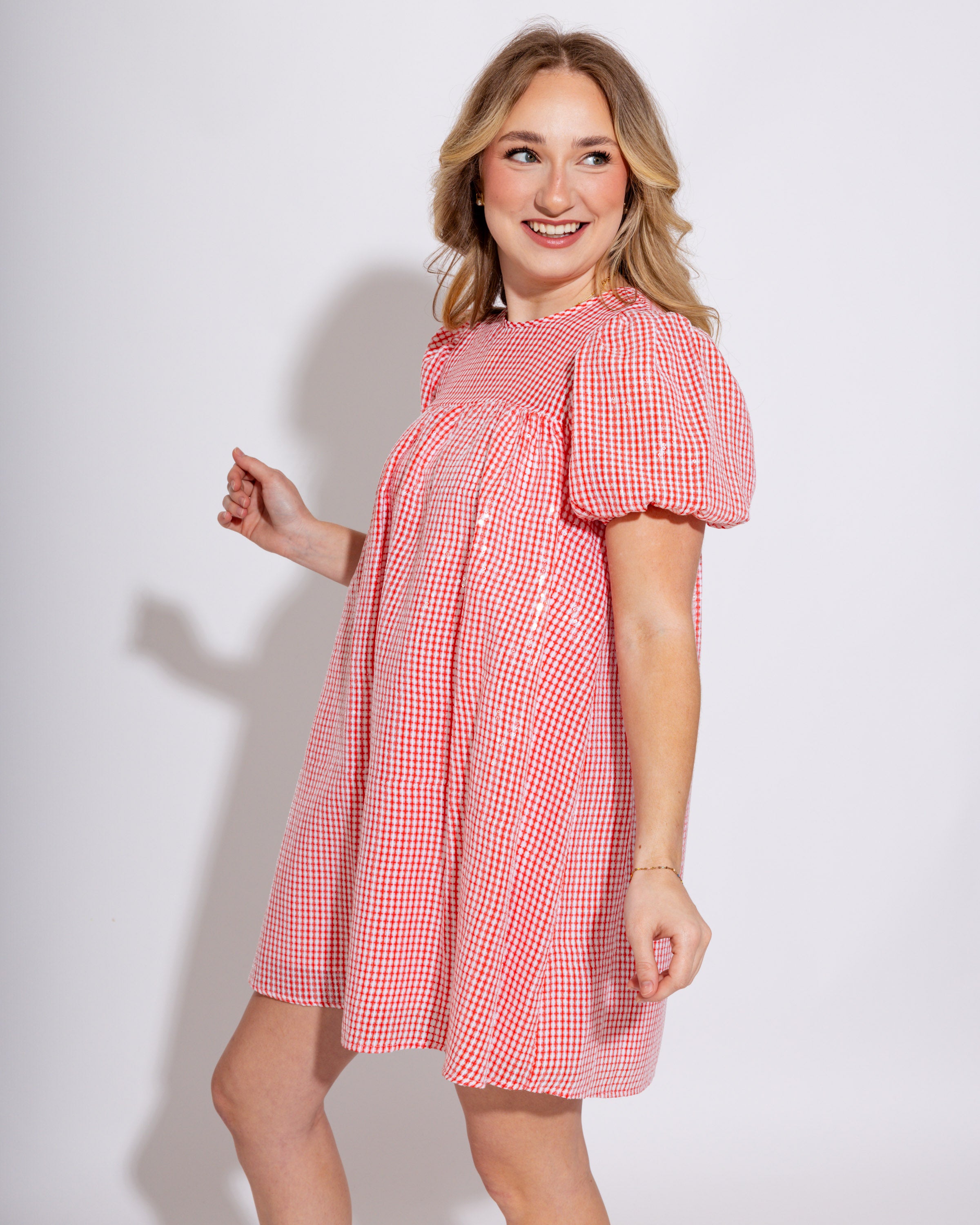 Check Sequins Mini Dress