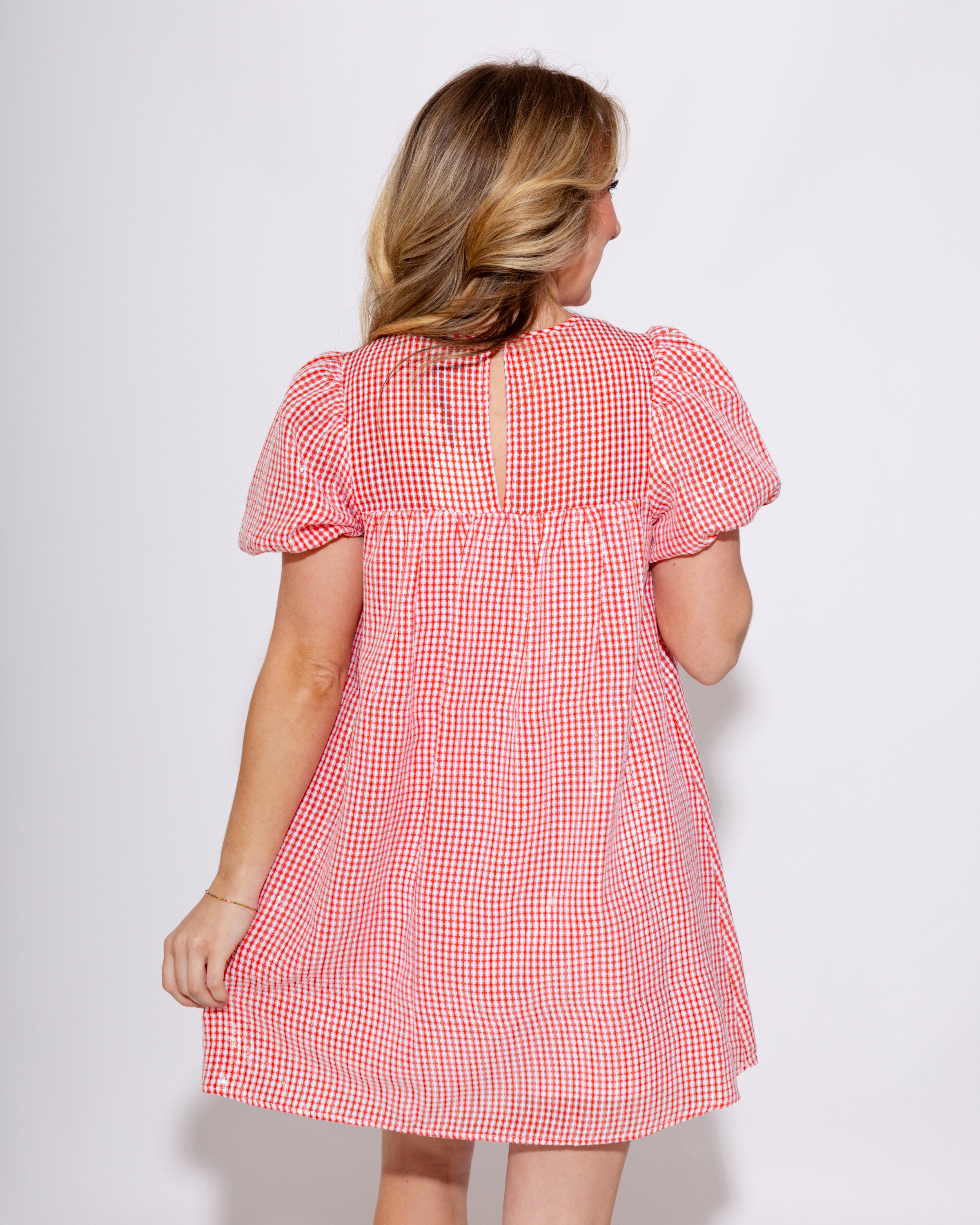Check Sequins Mini Dress