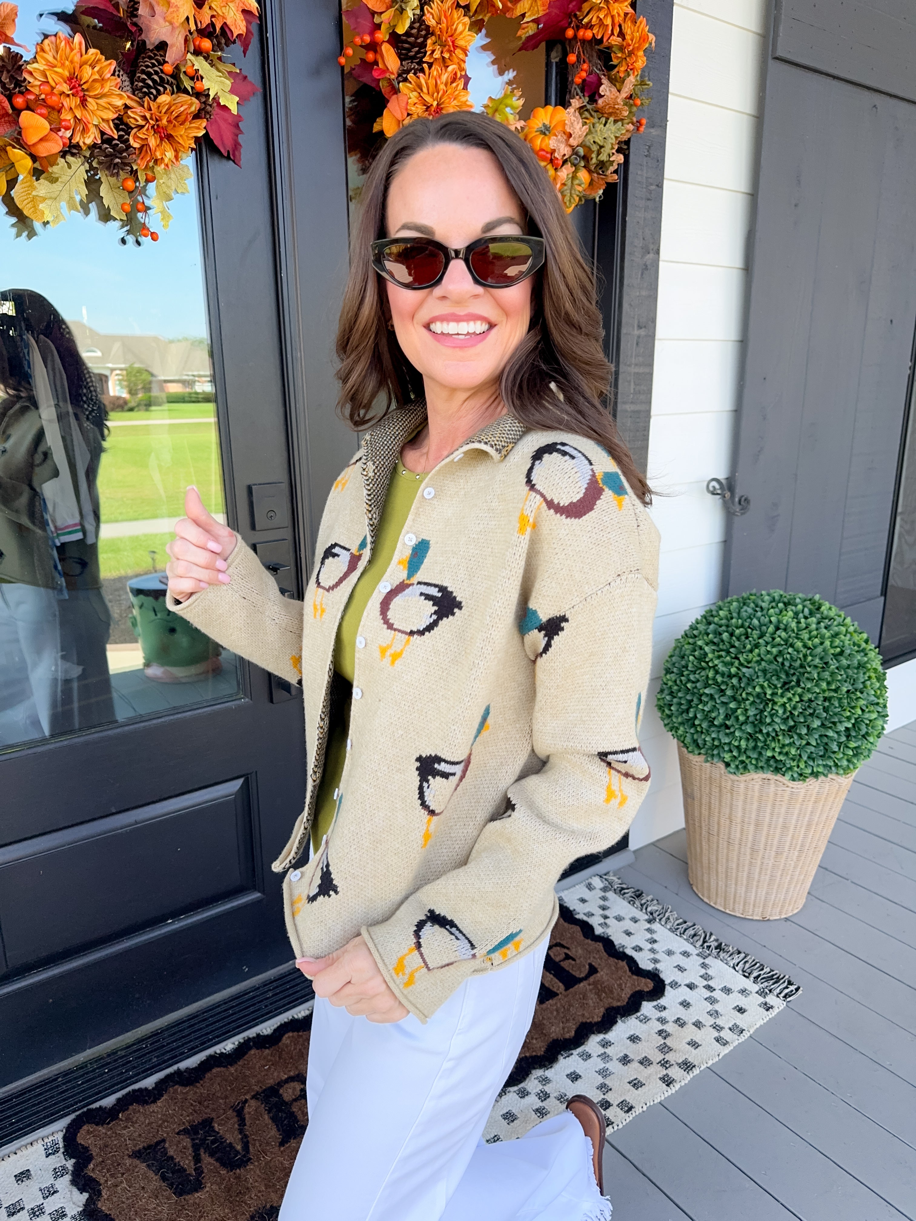 Duck Graphic Button Up Cardigan