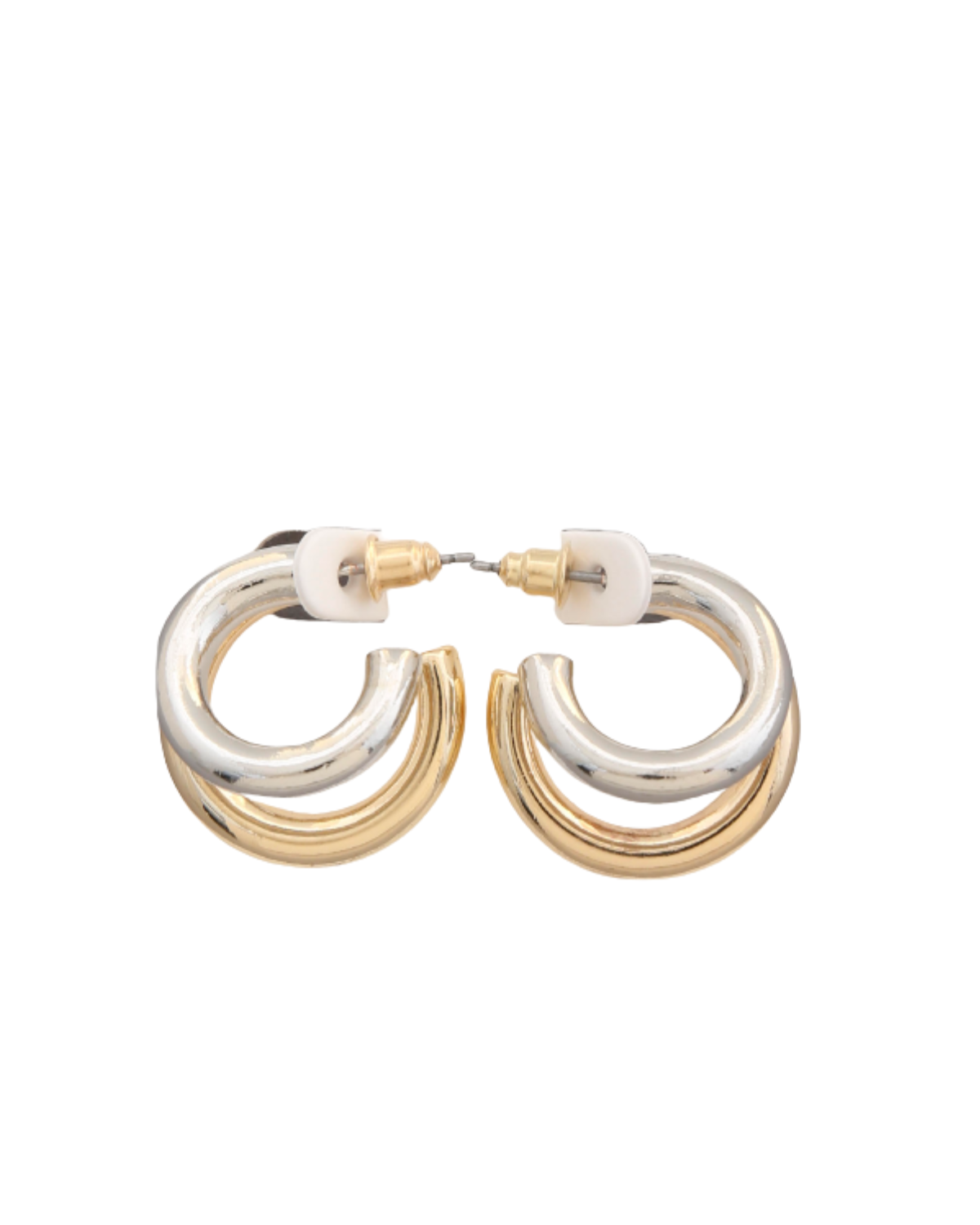 Double Hoop Two Tone Open Earring