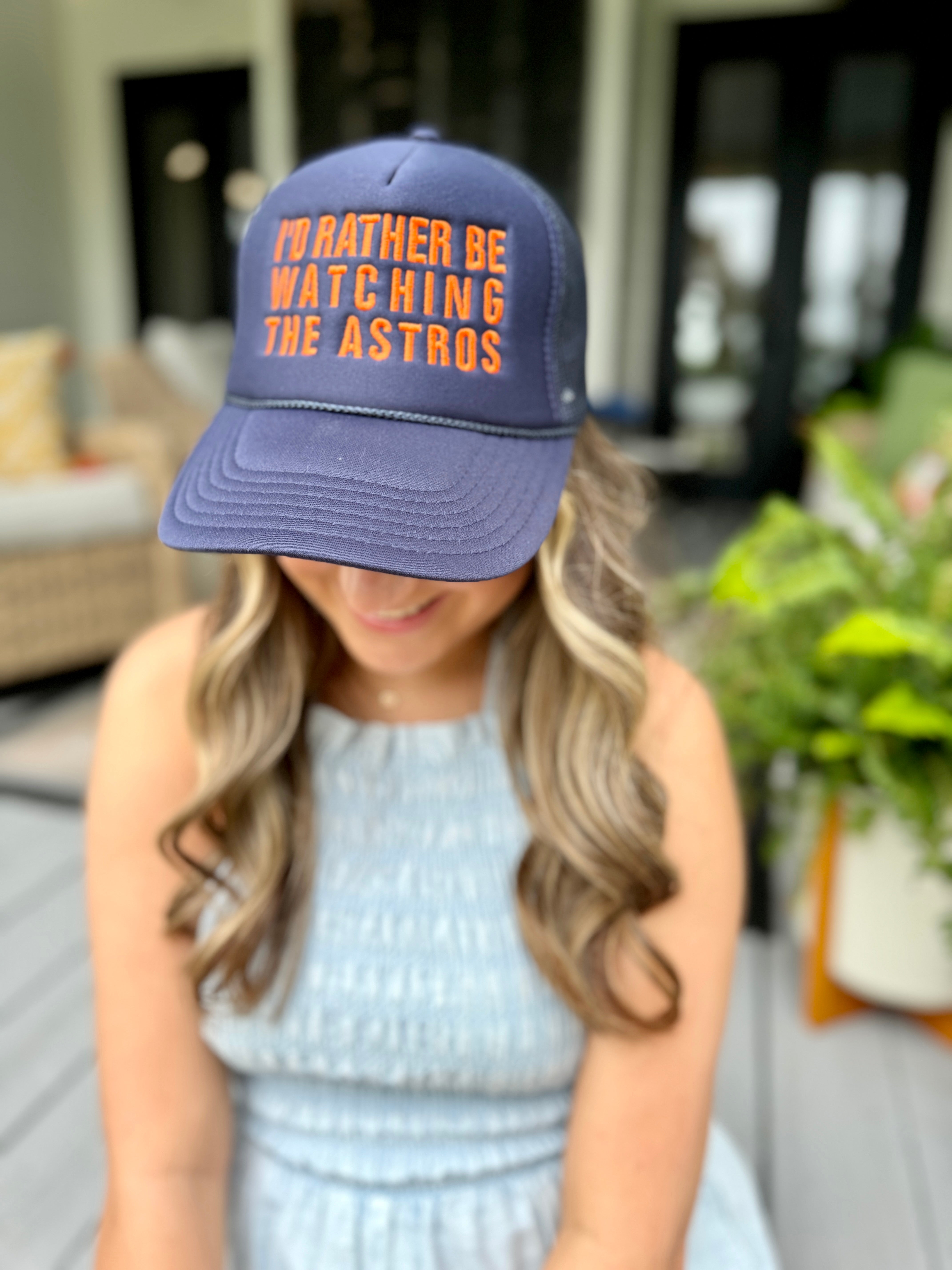I'd Rather Be watching the Astros Navy Trucker Hat