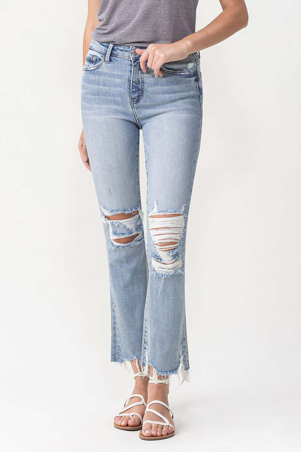 High Rise Crop Flare Jeans