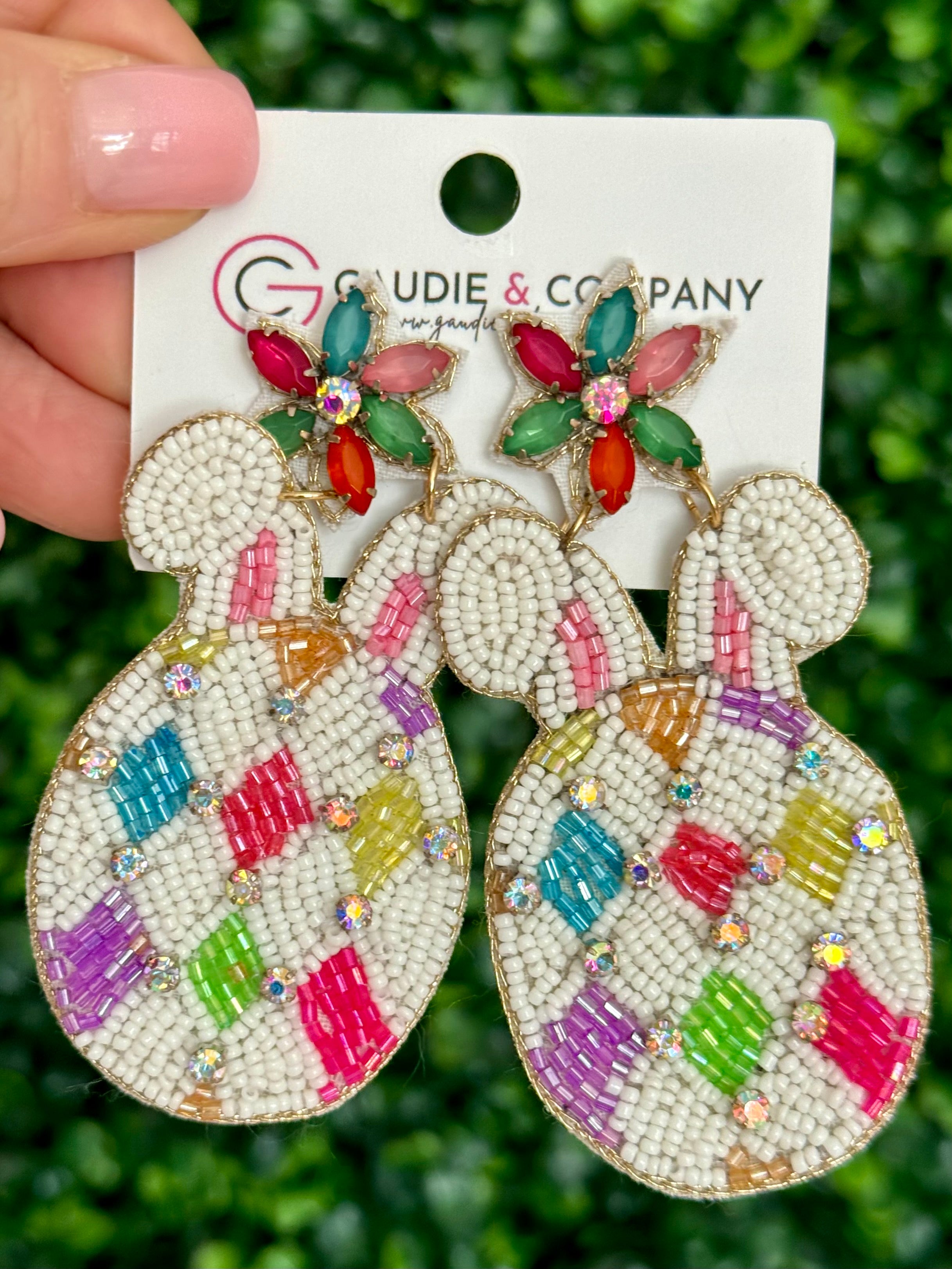 White Easter Egg Bunny Earring