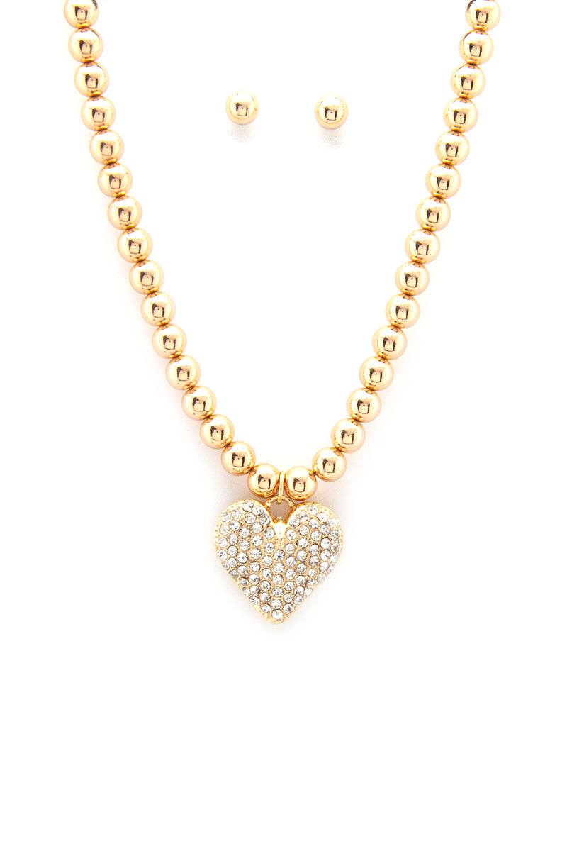 Heart Pendant Bead Necklace