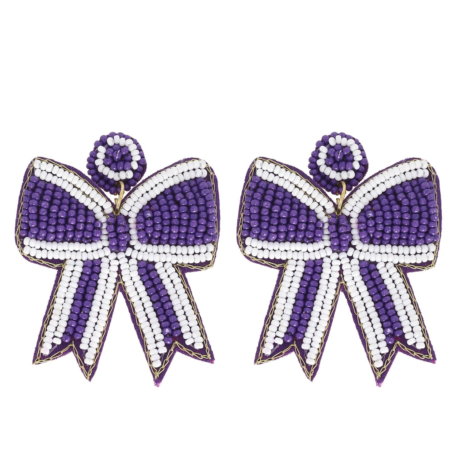 Game Day Bow Earrings in Purple