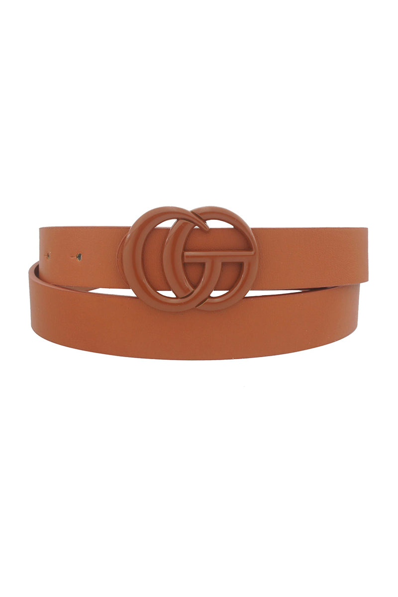 Color Coated G Buckle Belt in Camel