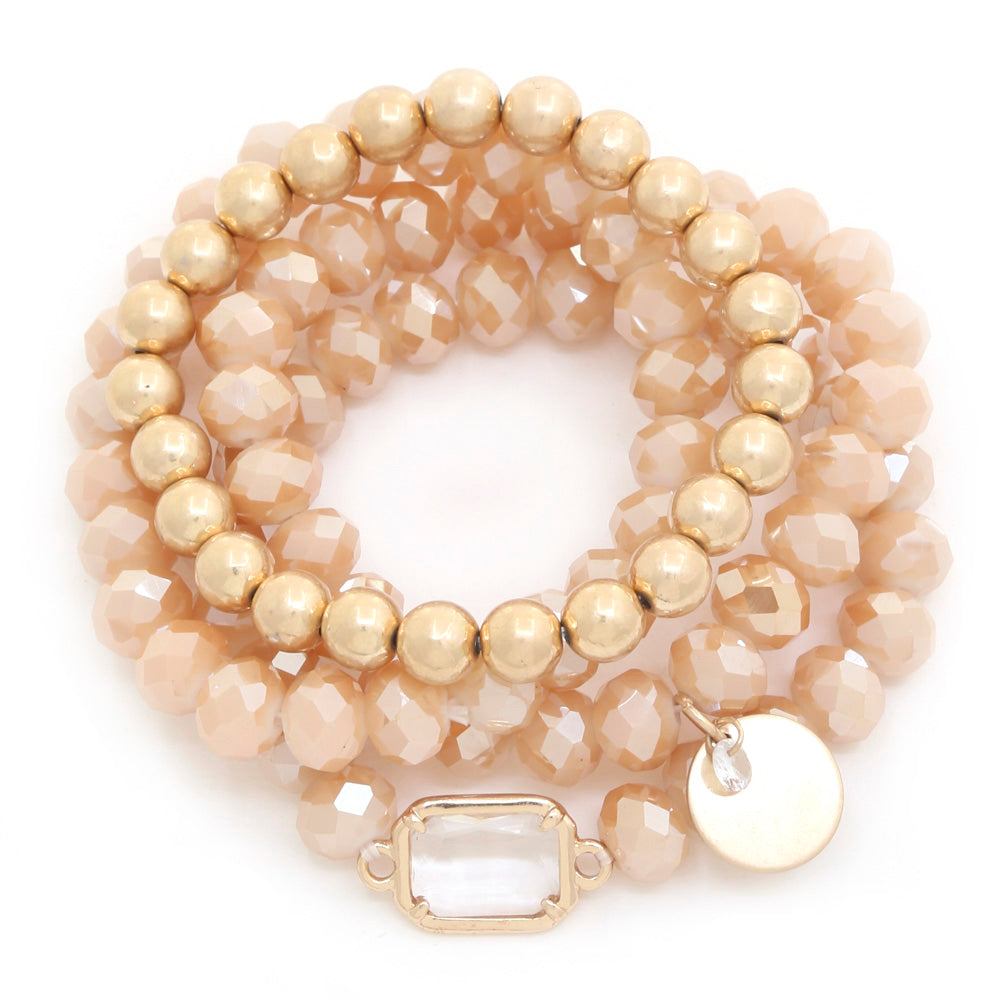 Coffee Multi Color Stack of 4 Bracelet Set