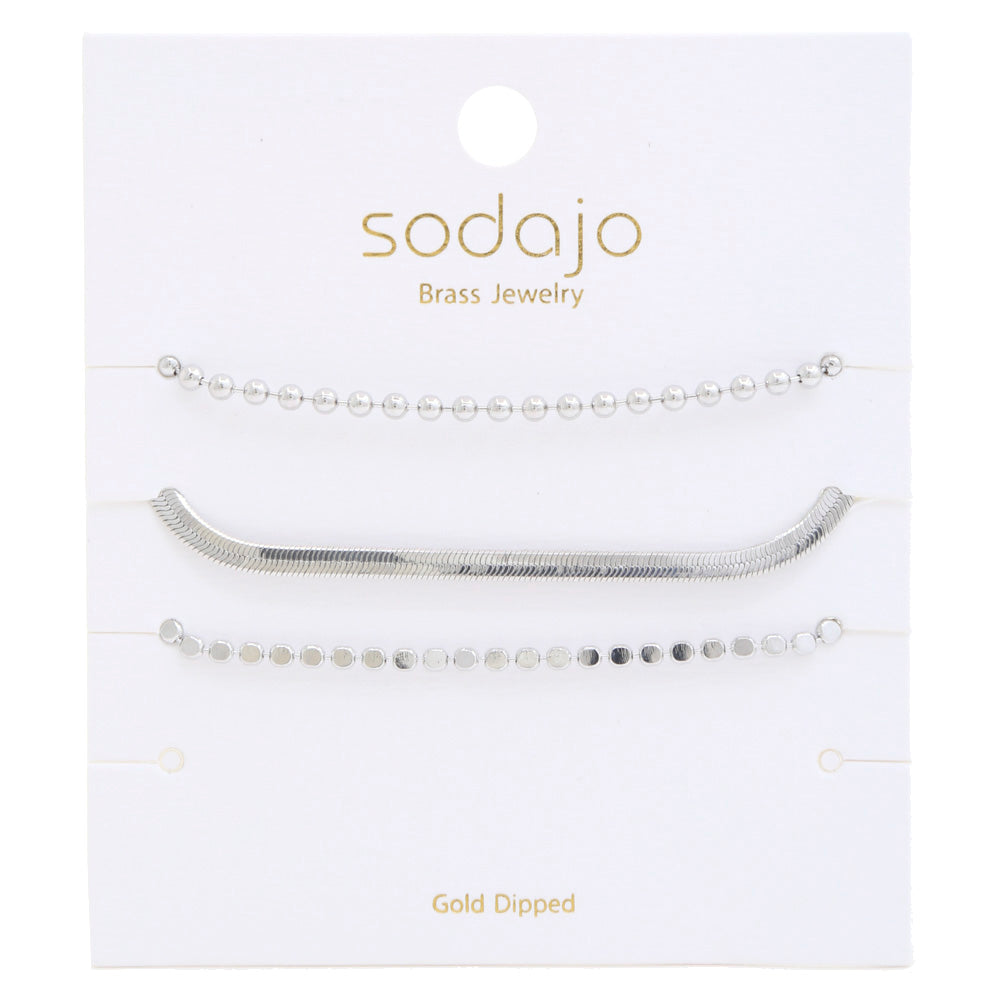 Silver Beaded Bracelet Set