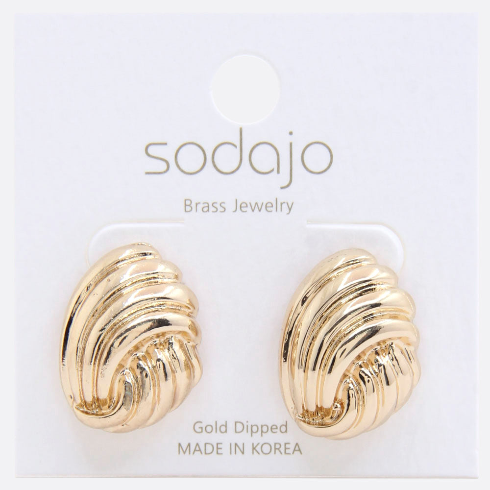 Gold Lined Metal Stud Earring