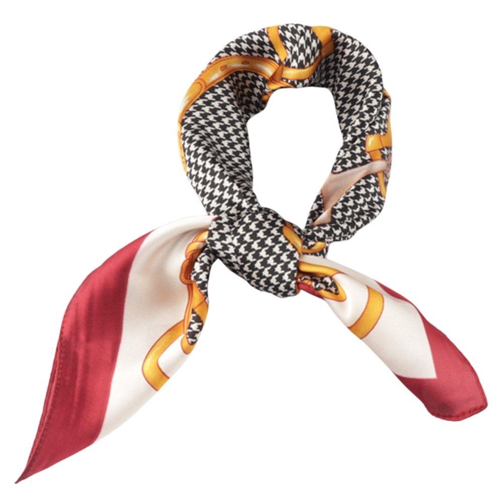 Burgundy/Houndstooth Pattern Silky Scarf