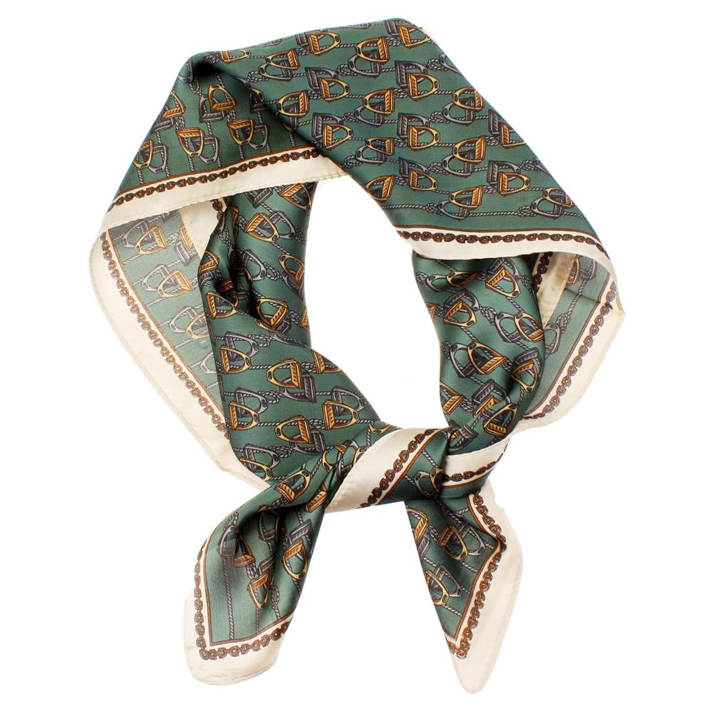 Hunter Green Multi Pattern Silky Bandana Square Scarf