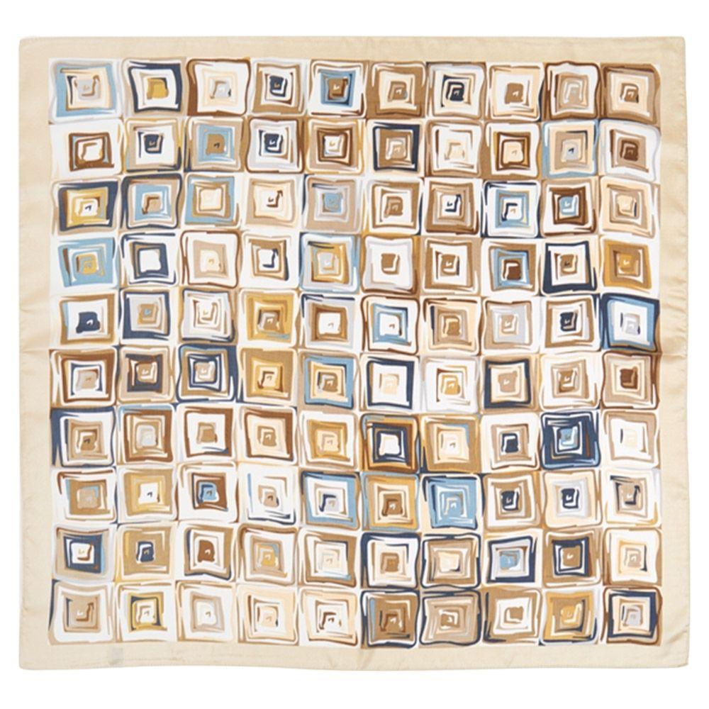 Geometric Abstract Square Pattern Silky Bandana Square Neck Scarf