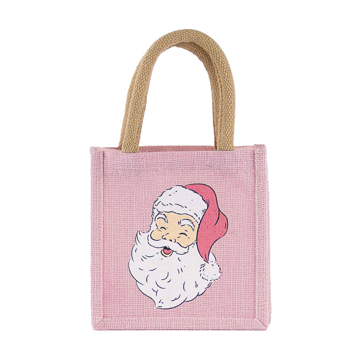 HoHoHo Santa Petite Gift Tote in Light Pink/White