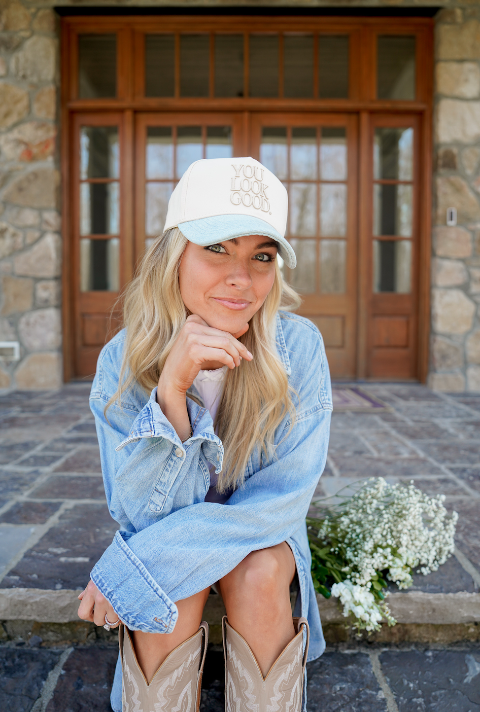 You Look Good Denim Vintage Trucker Hat