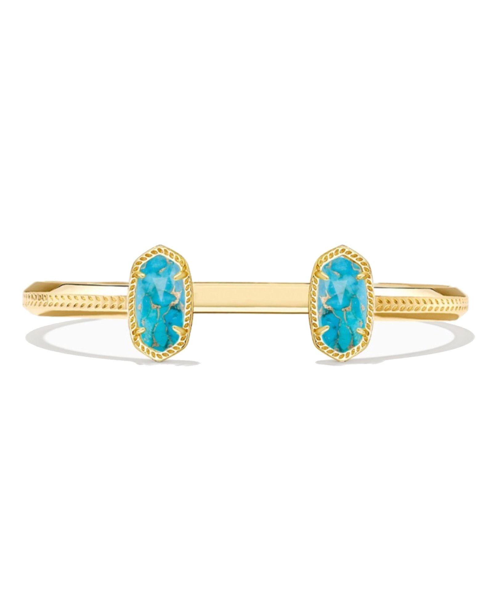 Elton Cuff in Gold Bronze Veined Turquoise Magnesite