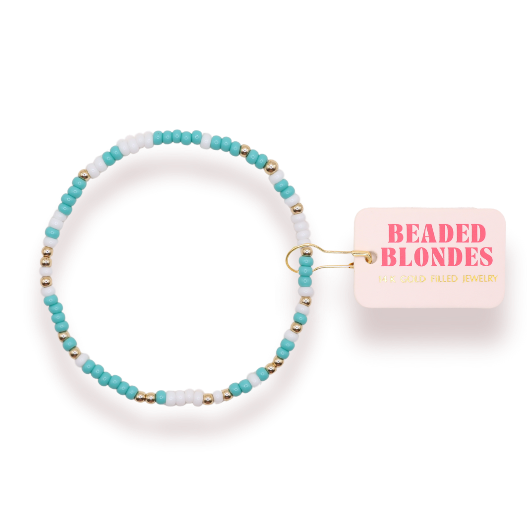 Turquoise and White Sprinkle Bracelet (Kids Size)