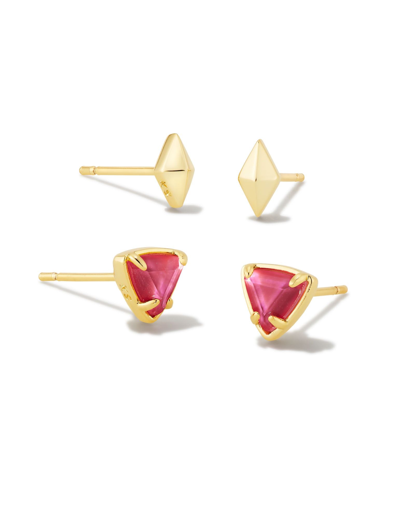 Greta Stud Earring Set in Gold Magenta Illusion