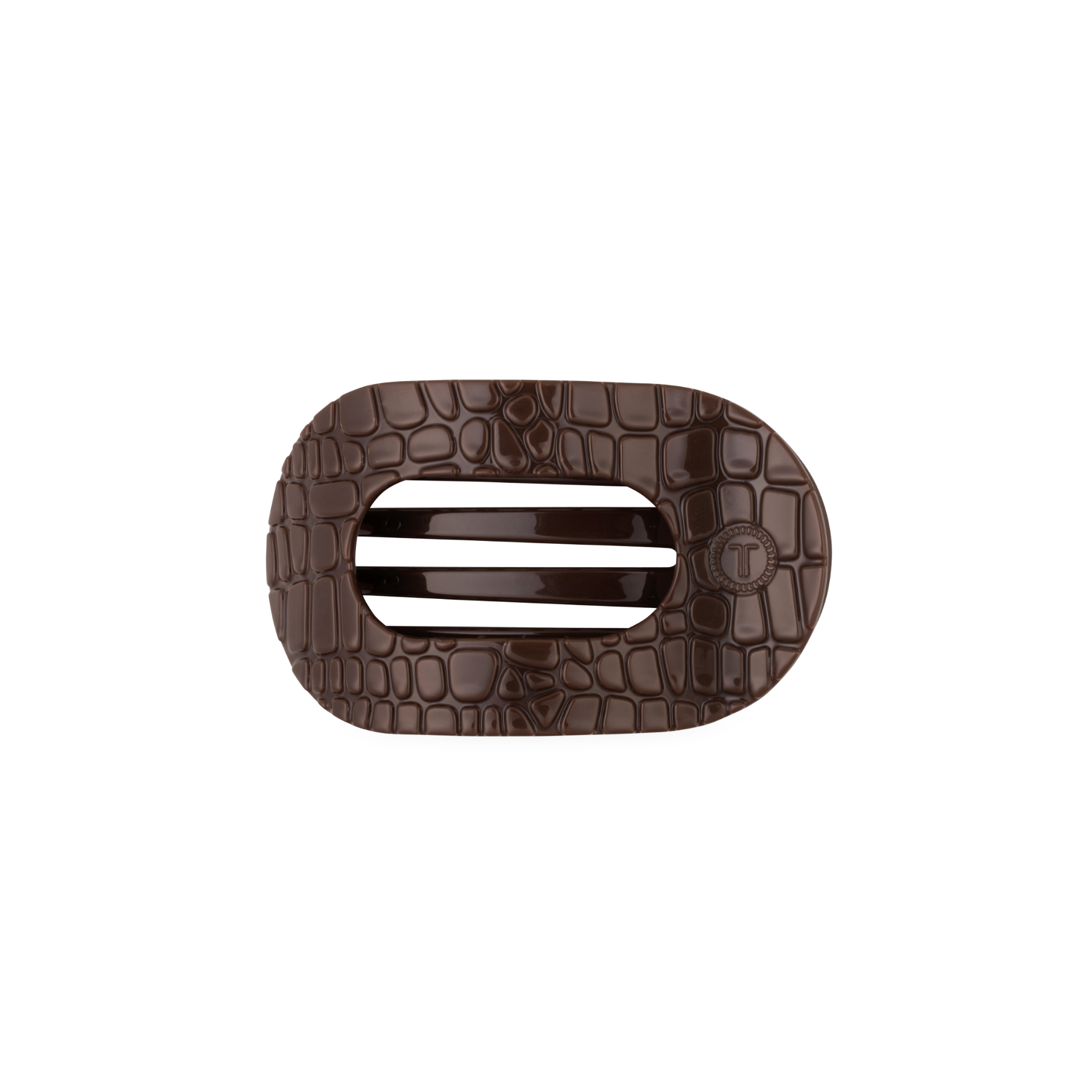 Brown Crocodile | Small | Flat Round Hair Clip
