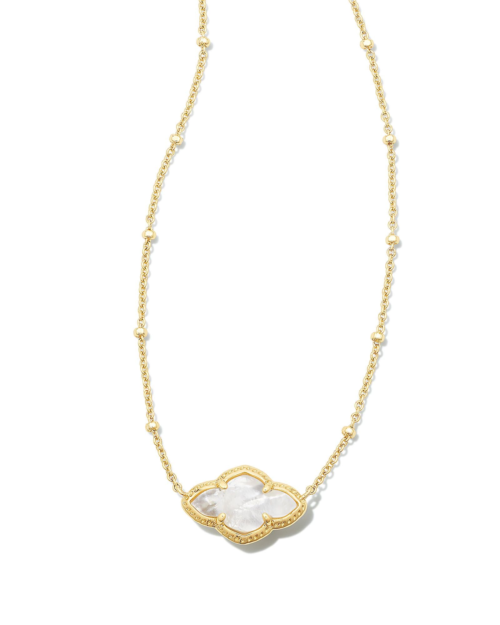 Abbie Pendant Necklace in Gold Ivory Mother of Pearl