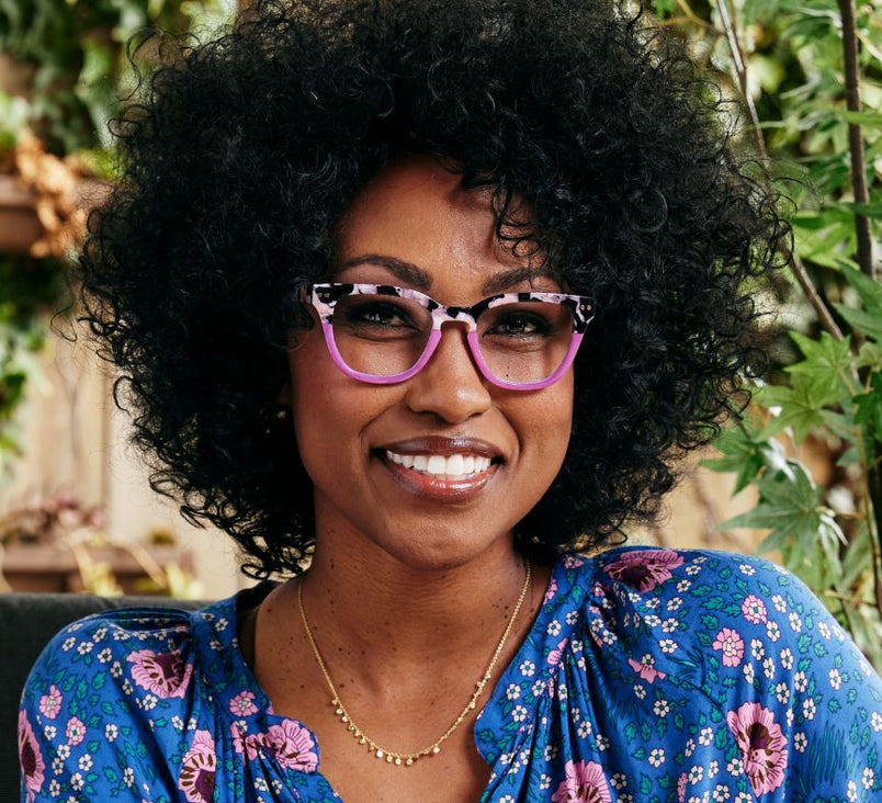 Faye (Blue Light) Black Marble/Pink / Reading