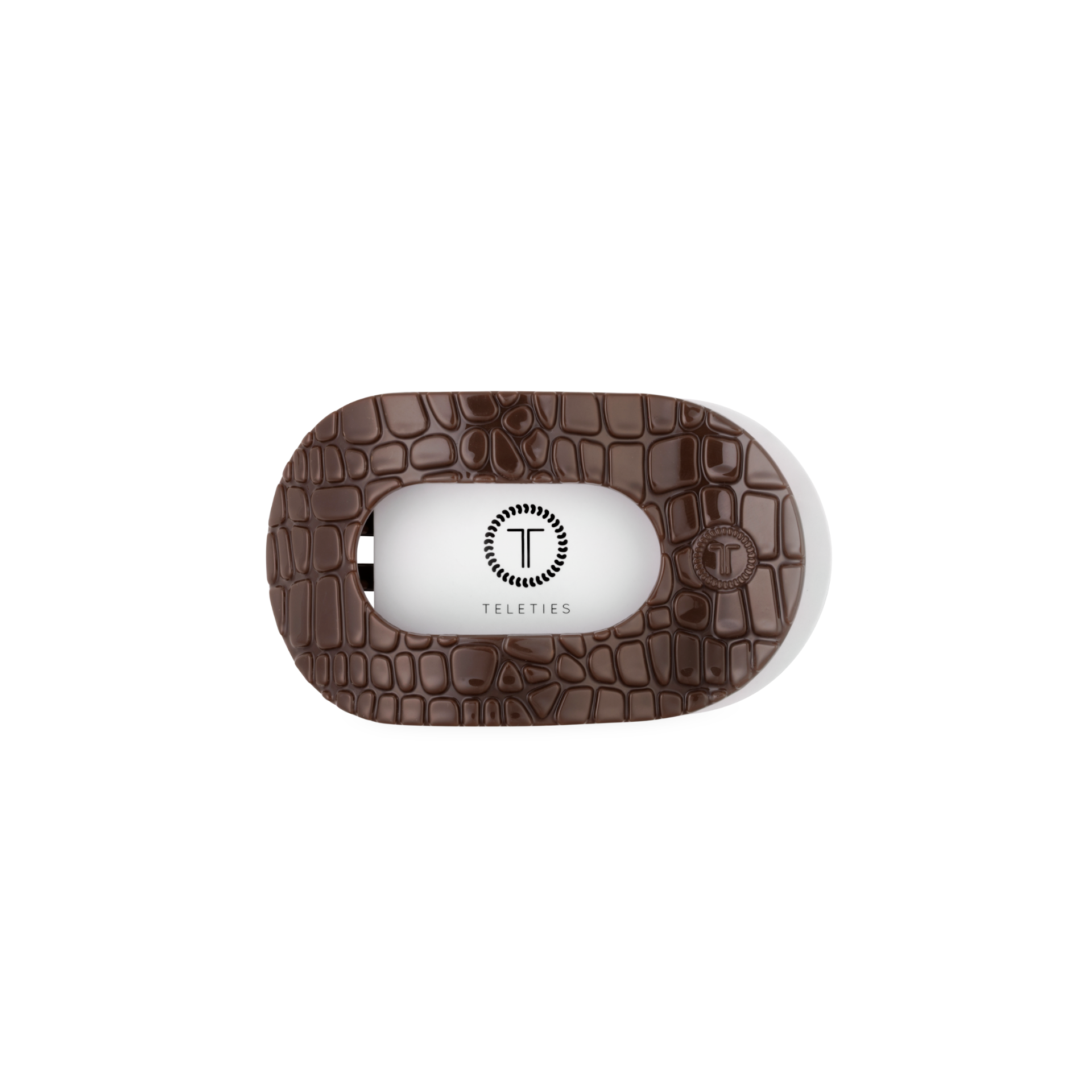 Brown Crocodile | Small | Flat Round Hair Clip