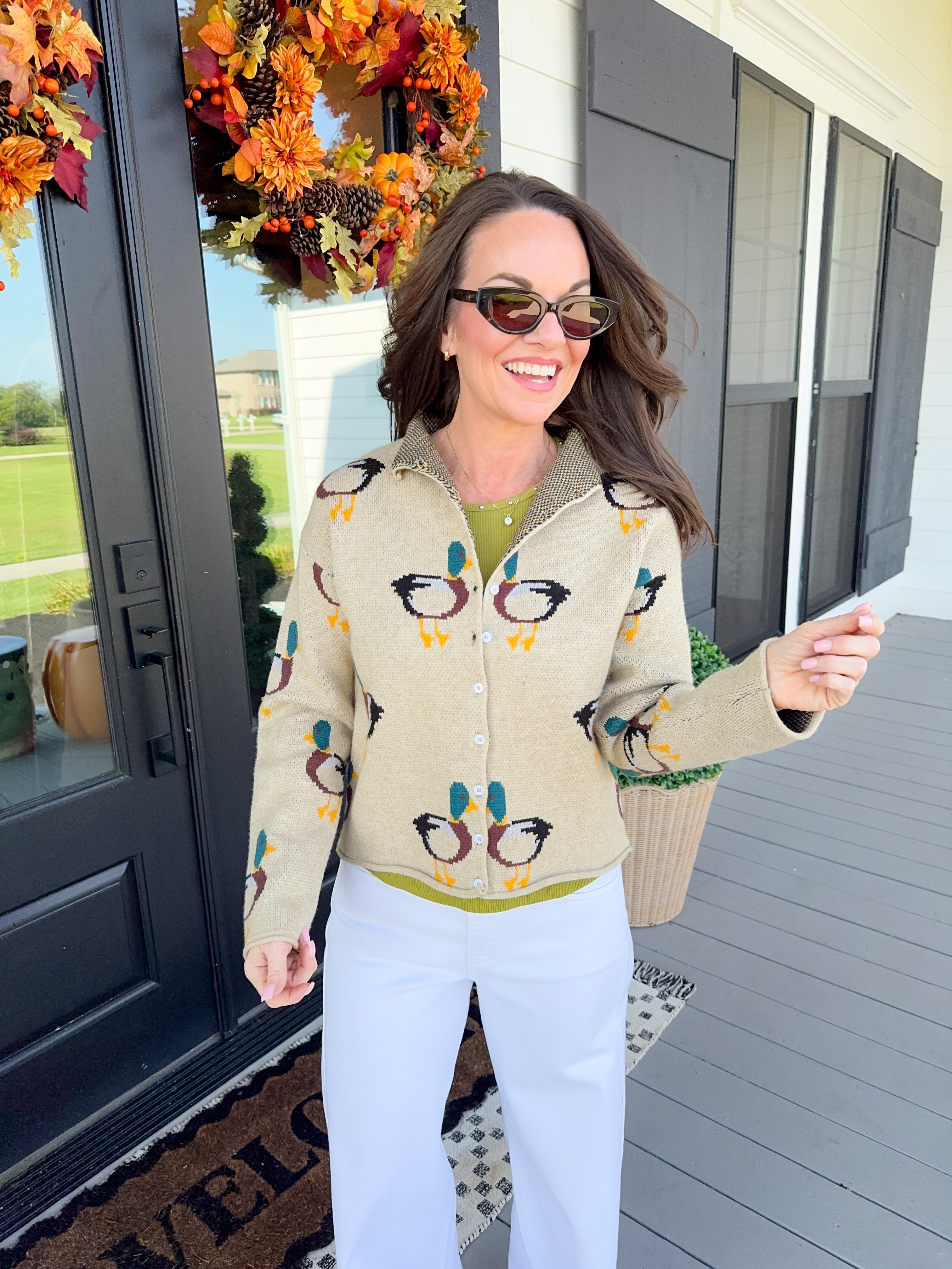 Duck Graphic Button Up Cardigan