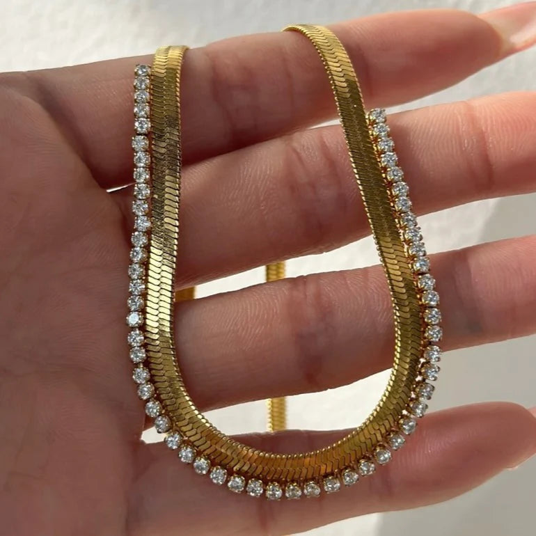 Rhinestone Herringbone Necklace