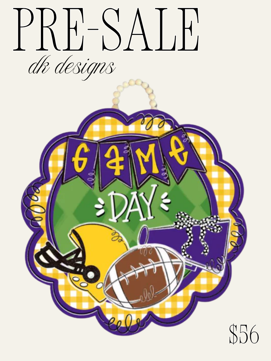 Purple & Yellow Game Day Door Hanger