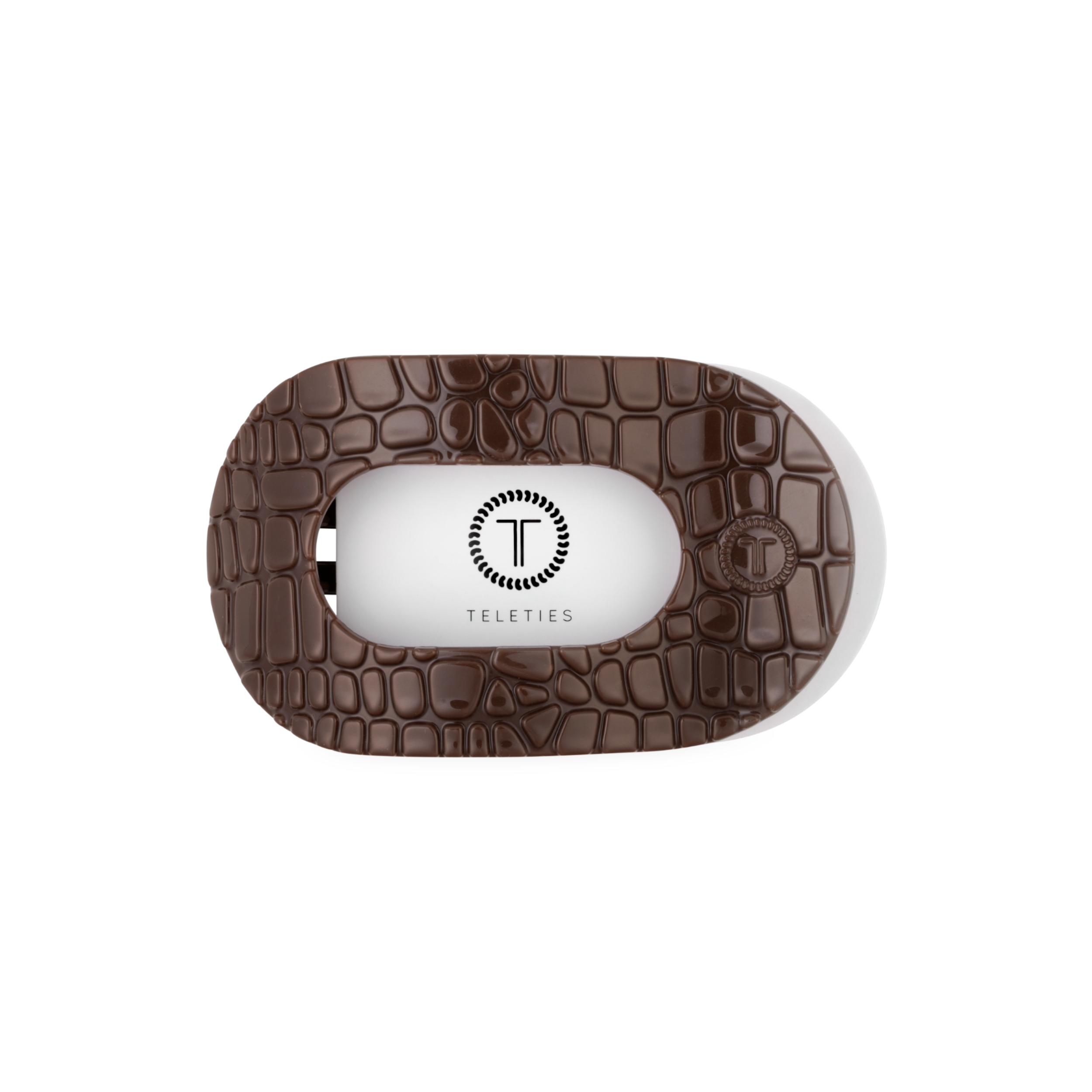 Brown Crocodile | Medium | Flat Round Hair Clip
