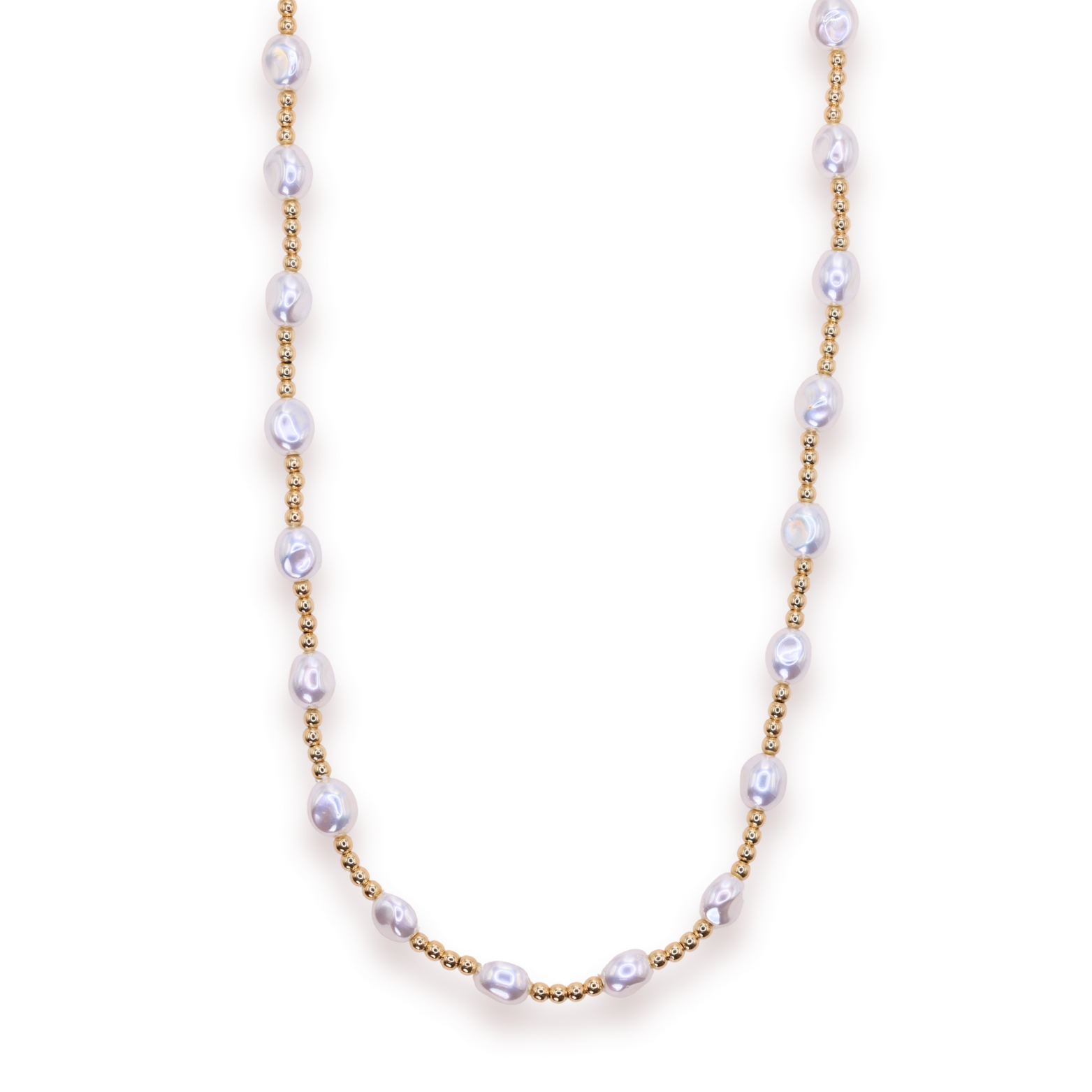 18 inch Bri Pearl Stretch Necklace in Gold