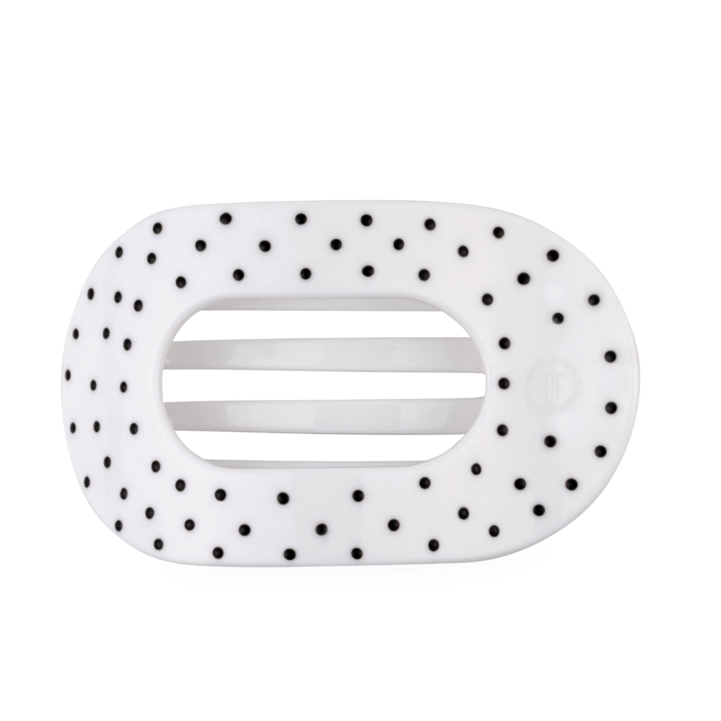 White Polka Dot Party Large Flat Round Hair Clip