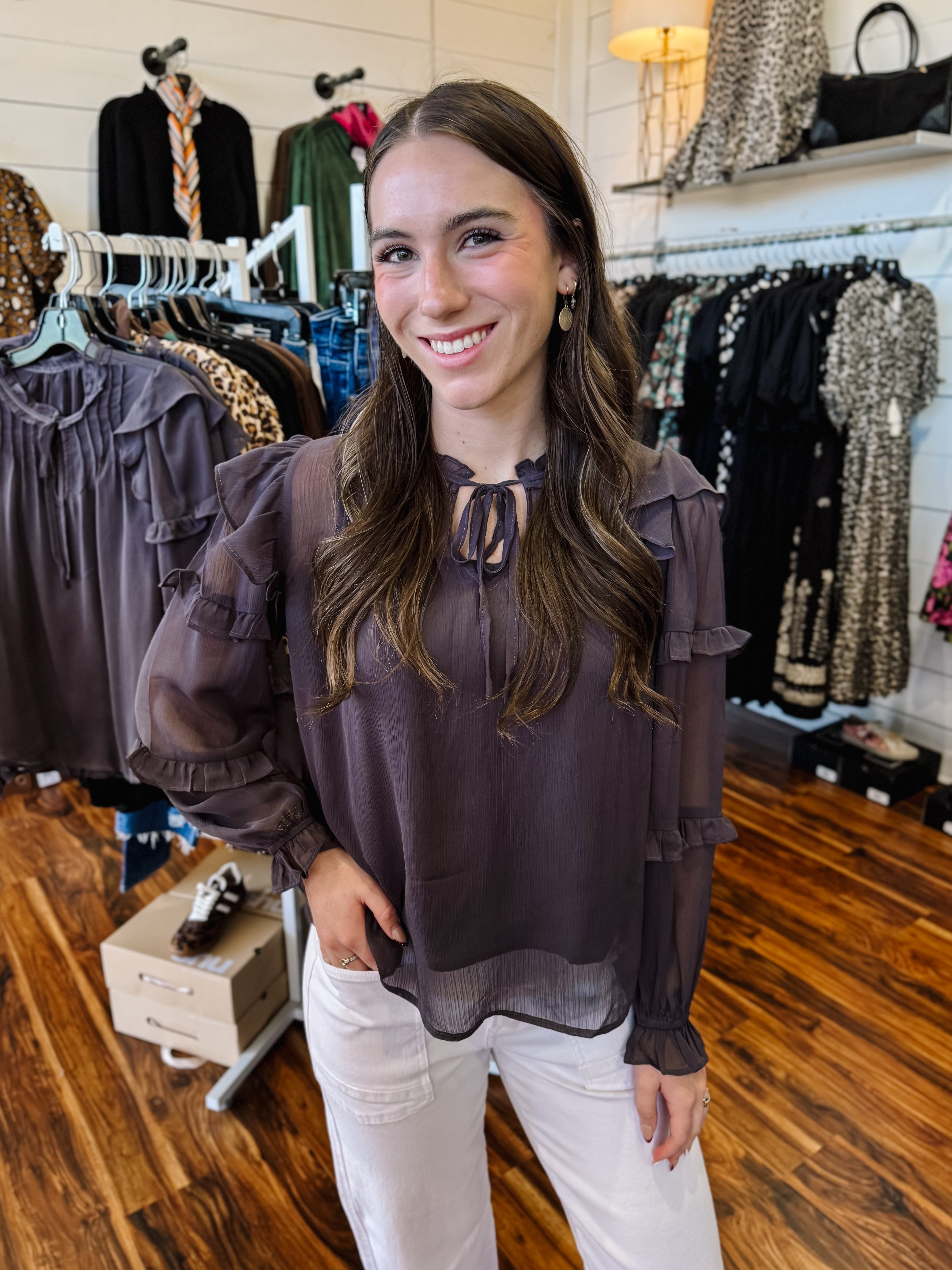 Sheer Ruffled Blouse
