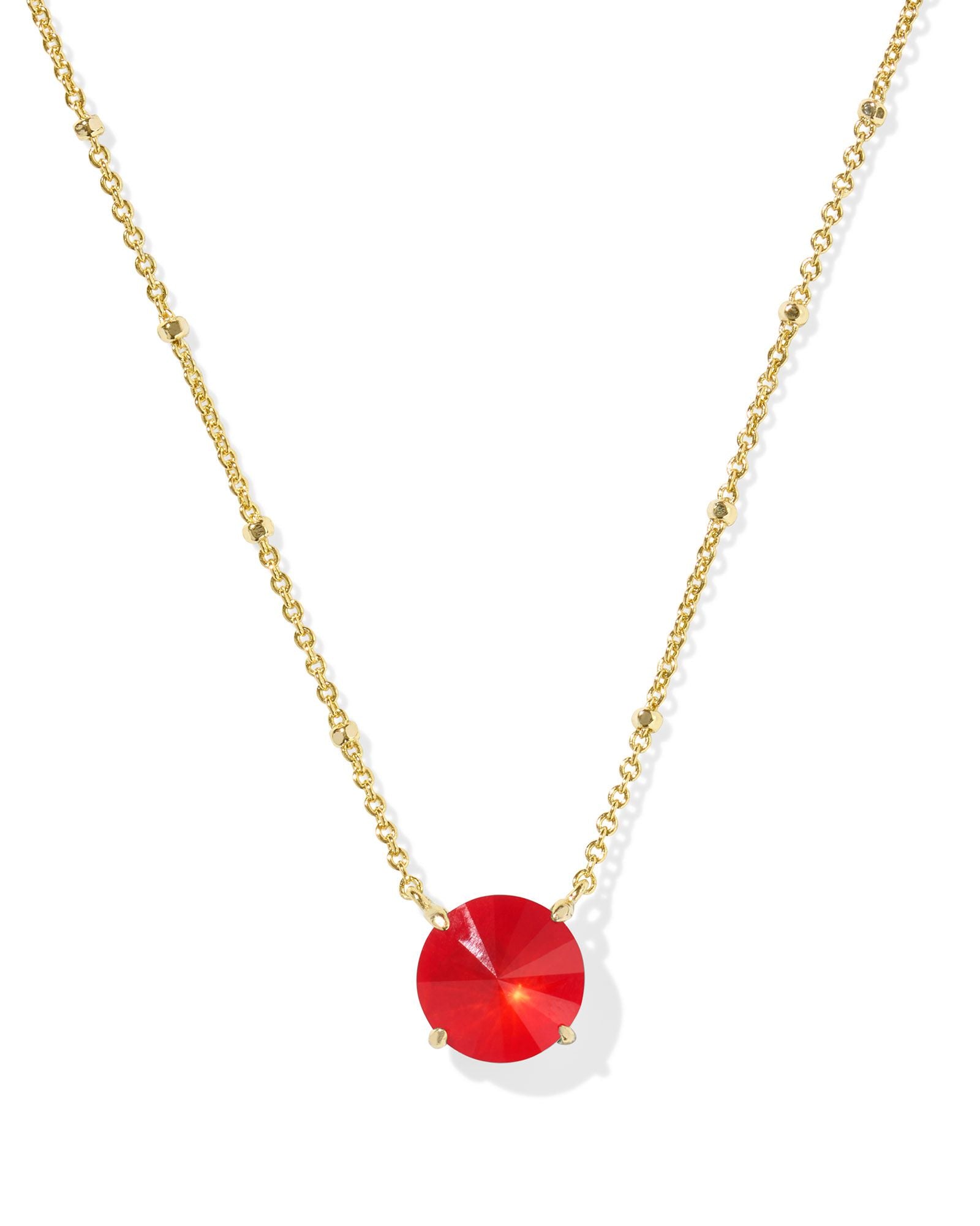 Jolie Short Pendant Necklace in Gold Red Illusion