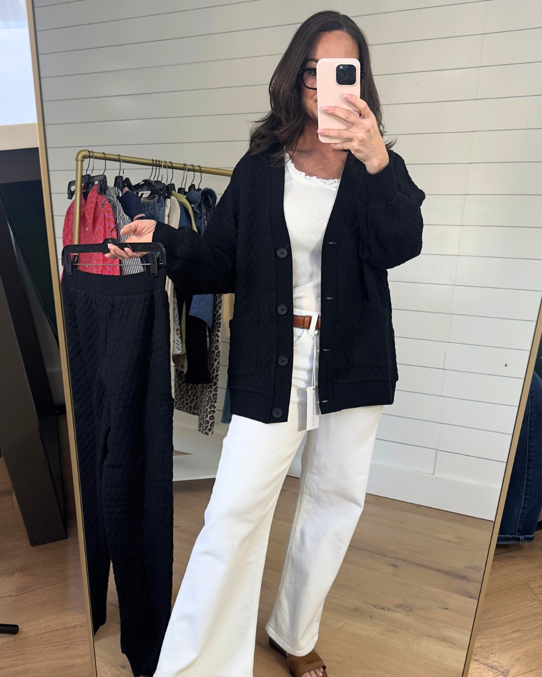 Black Jacquard Cardigan Pants Set