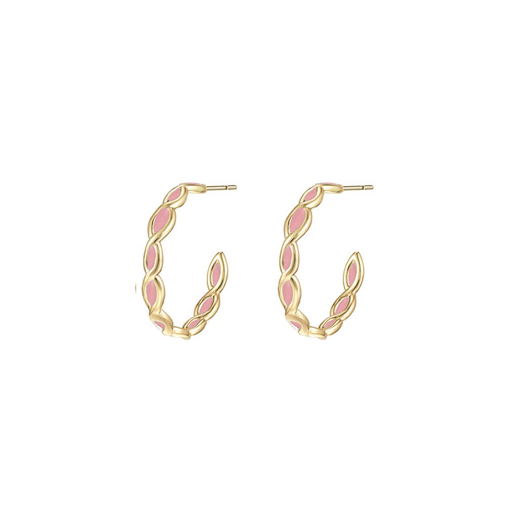 Bloom Mini Hoop Earrings in Light Pink Enamel