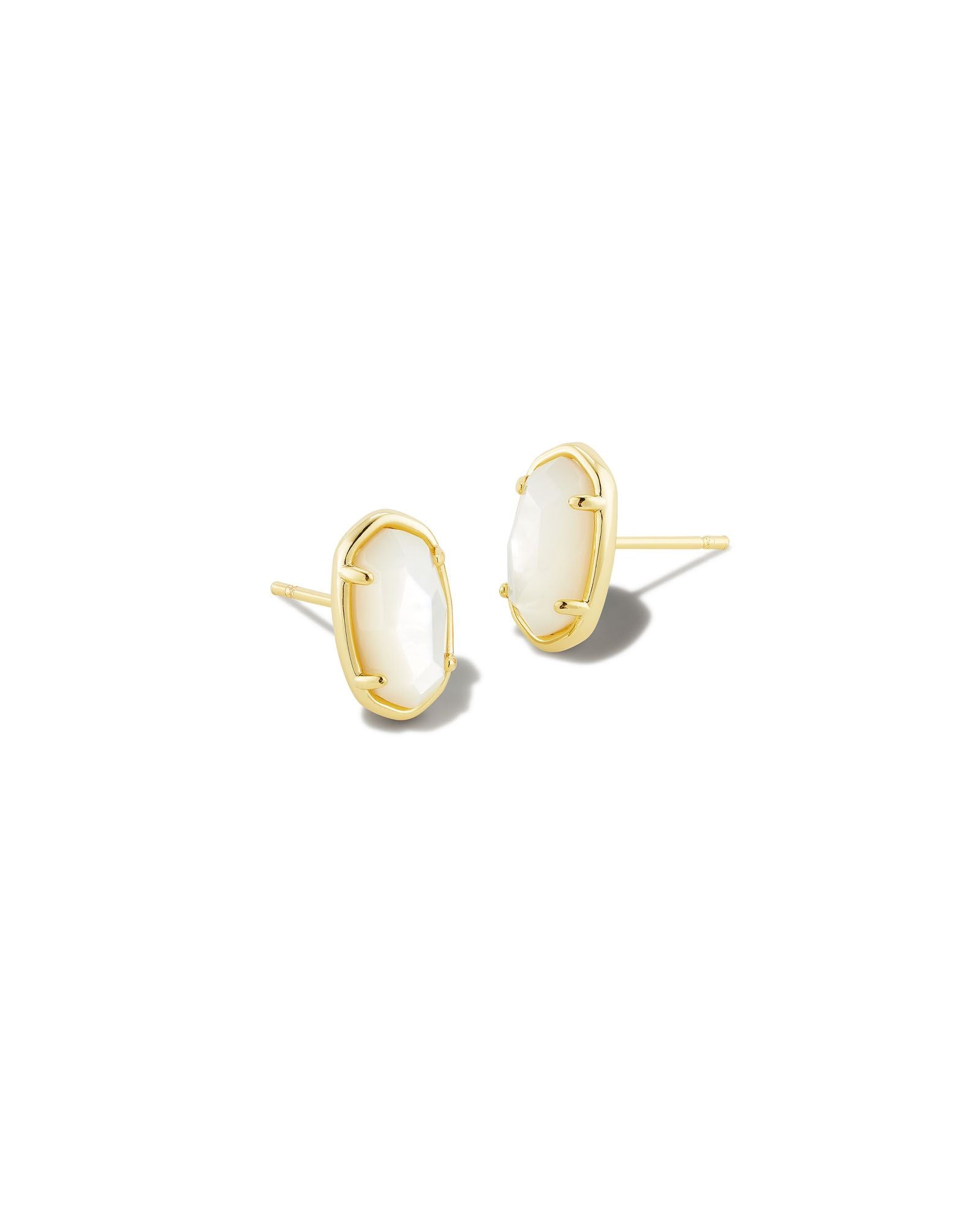 Grayson Gold Stud Earrings In Ivory MOP