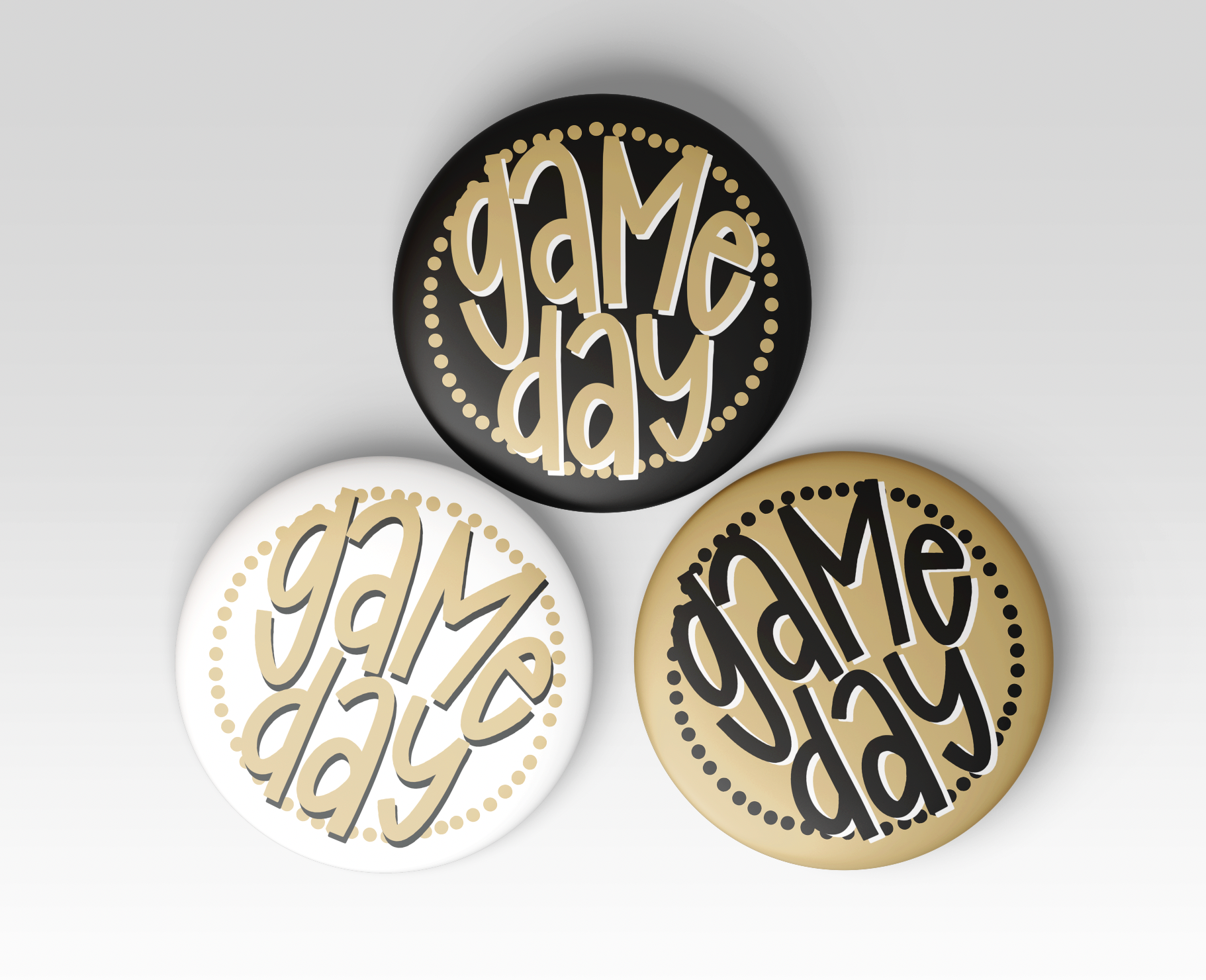 Gold & Black Game Day Polka Dots Buttons | Game Day Pins
