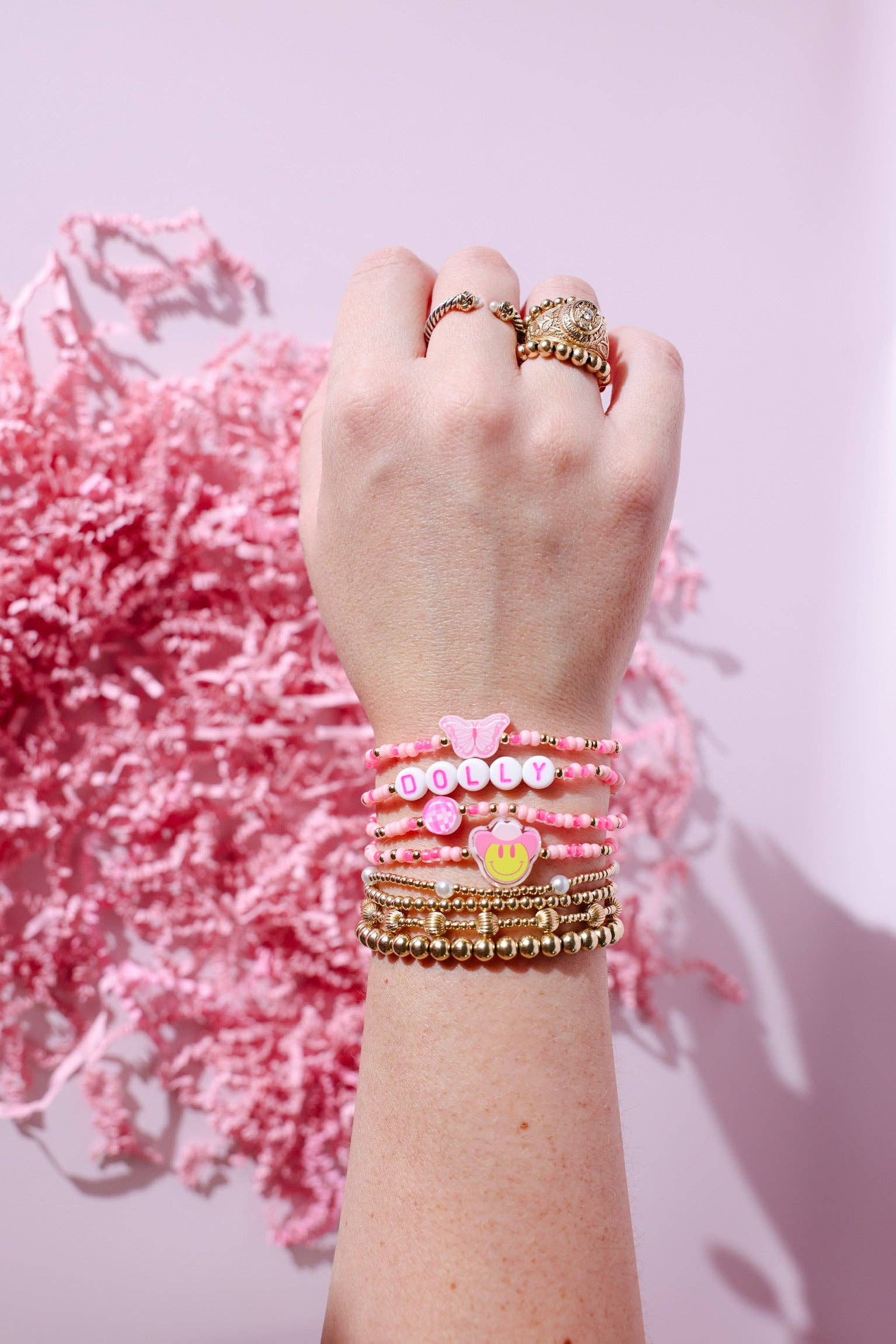 Dolly Word Bracelet on Pink Sprinkle