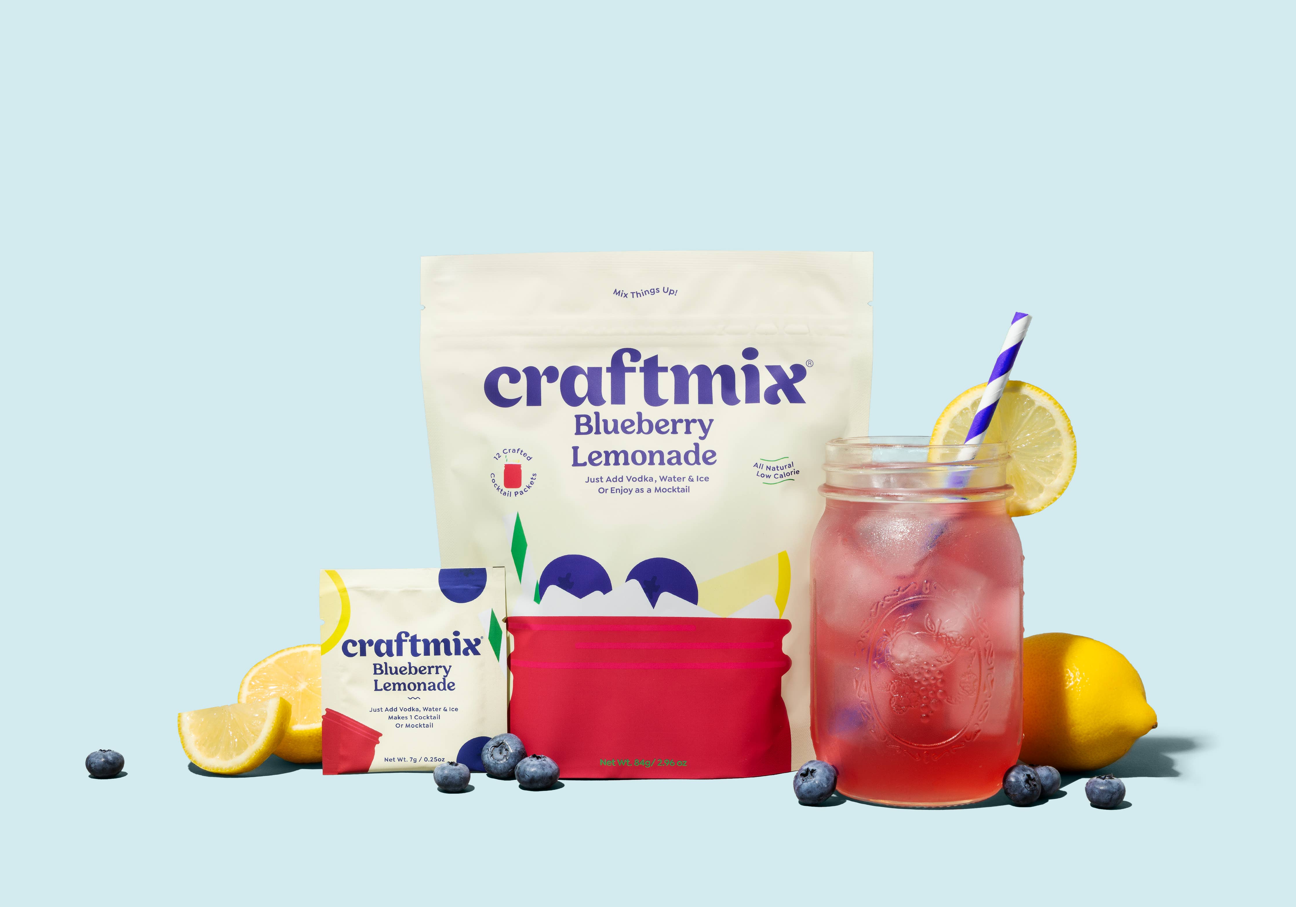 Blueberry Lemonade & Cocktail Mixer - 12 Servings Multipack