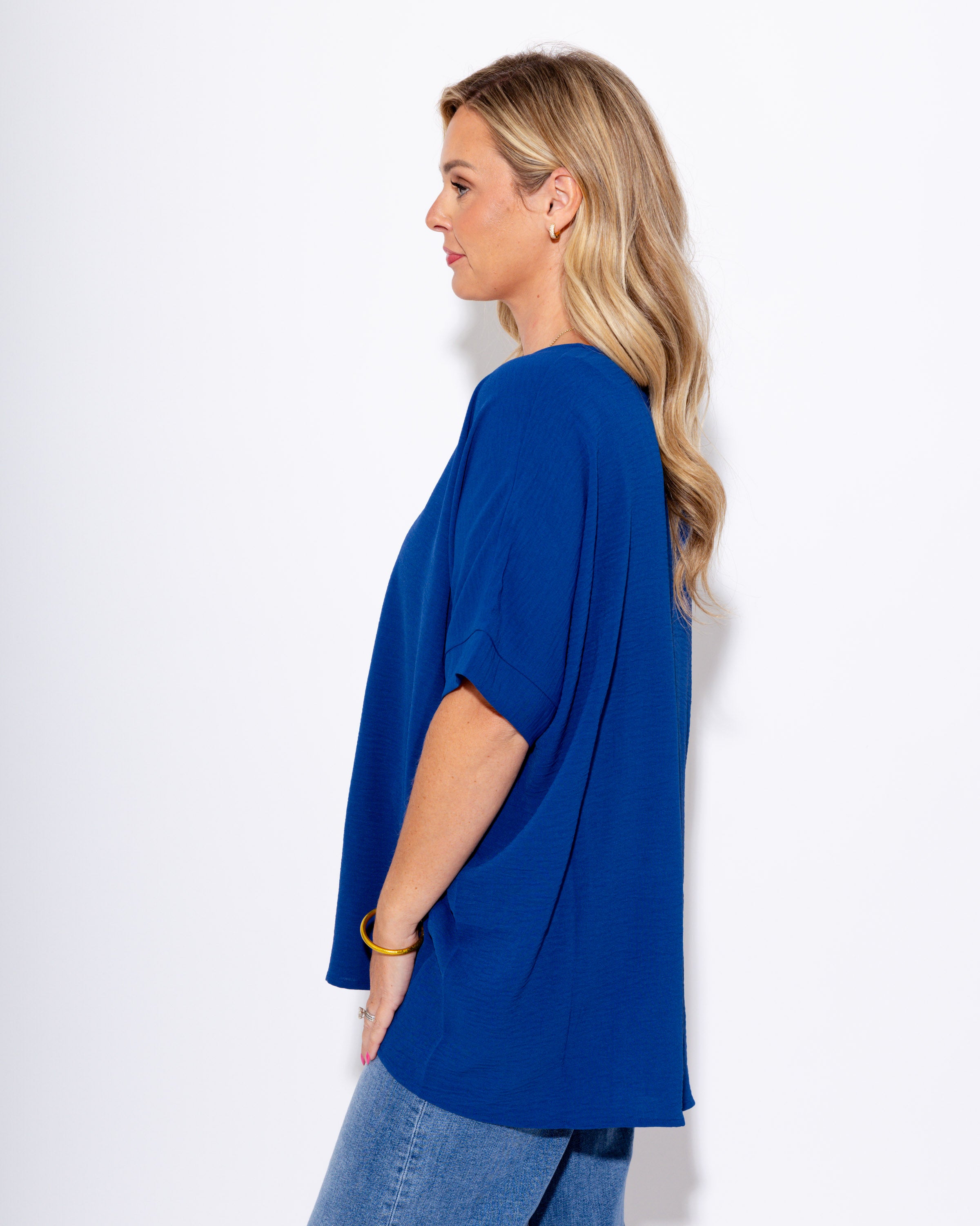 The Easy Breezy V-Neck Top in Navy